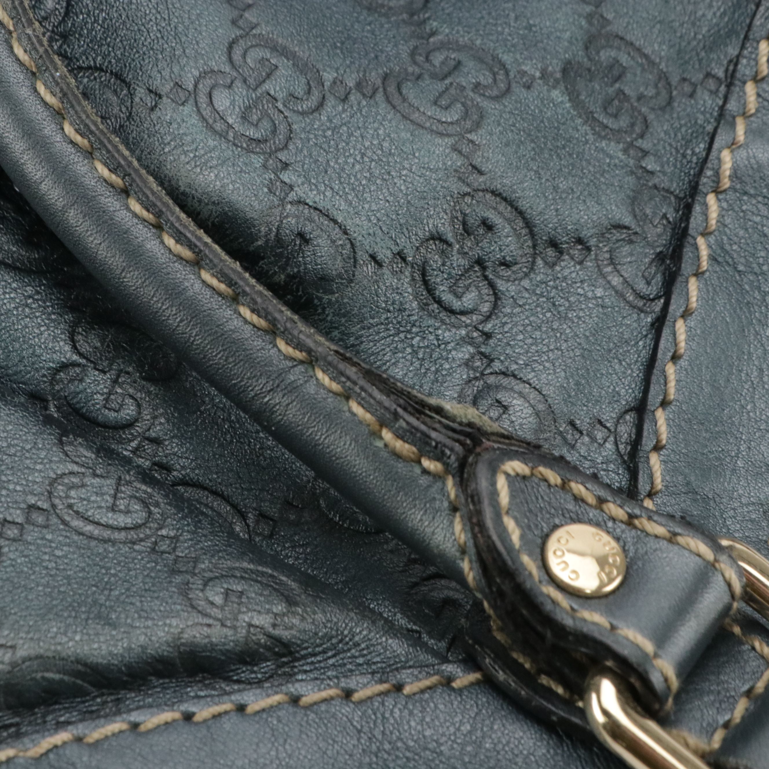 Gucci Large Sukey Hobo Shoulder Bag in Metallic Blue Guccissima Leather