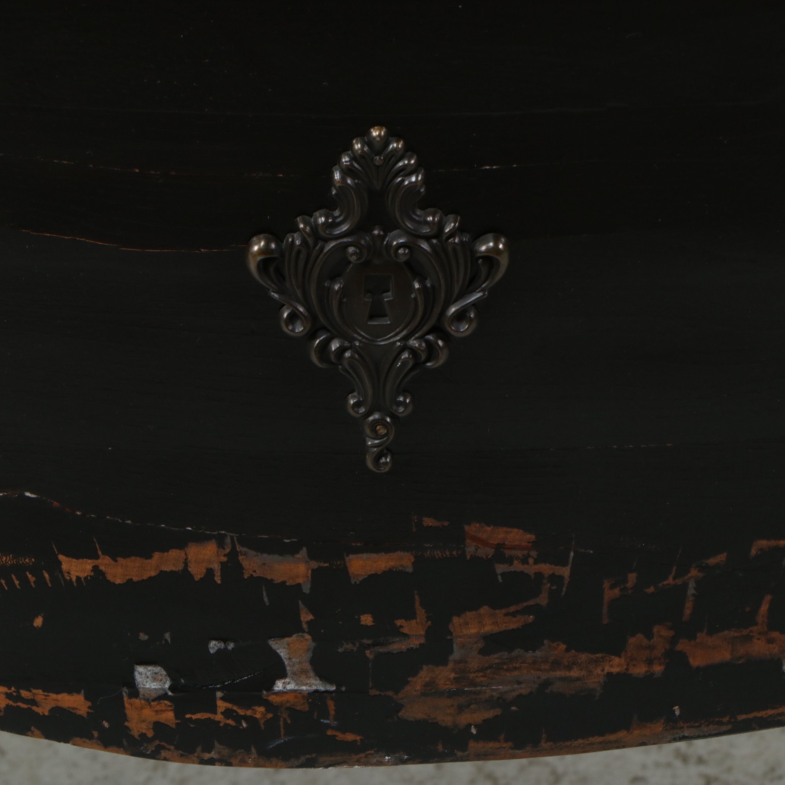 French Provincial Style Black Painted Bombé Commode, Mid to Late 20th Century