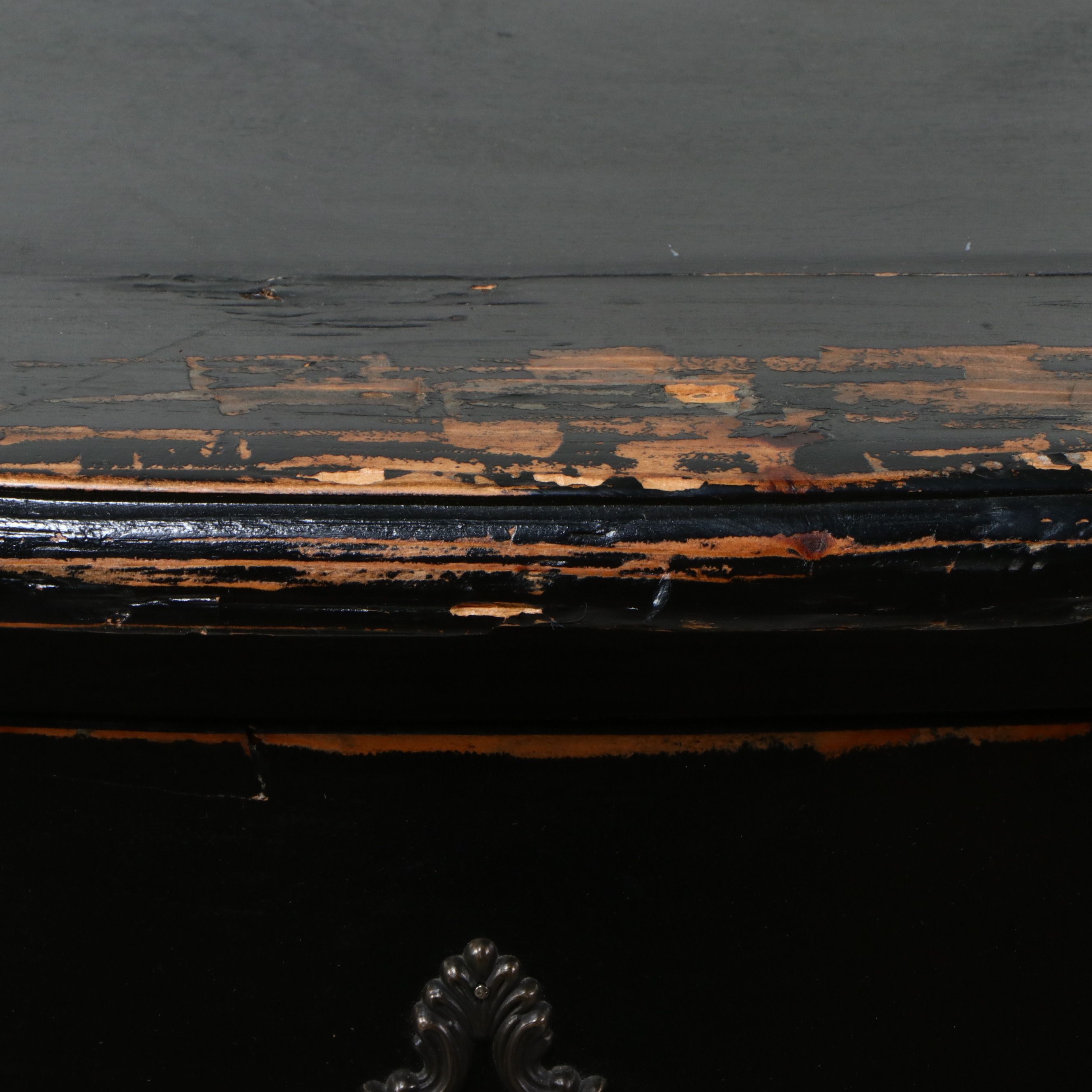 French Provincial Style Black Painted Bombé Commode, Mid to Late 20th Century