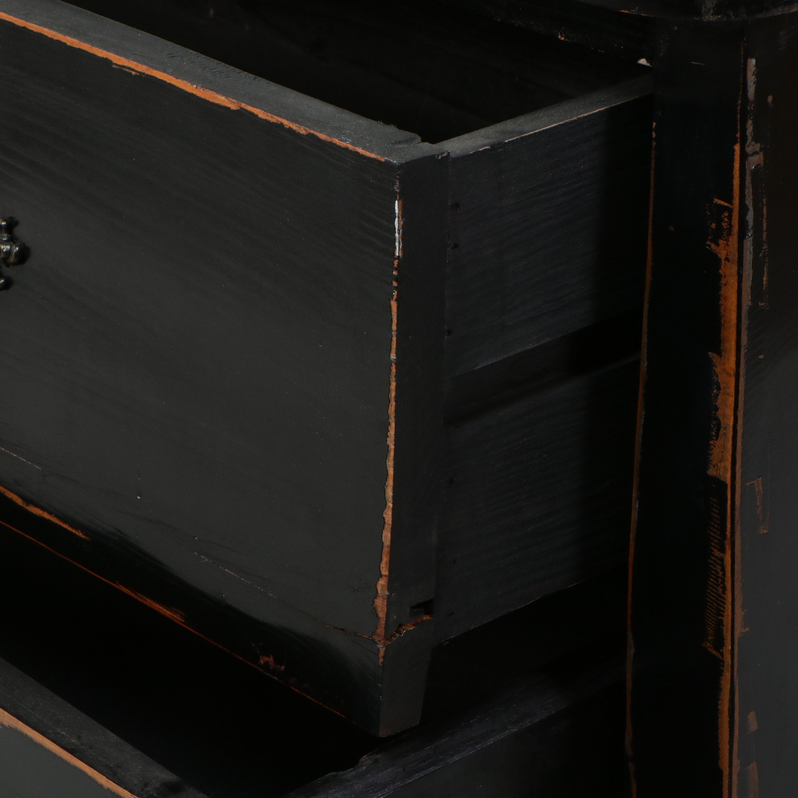 French Provincial Style Black Painted Bombé Commode, Mid to Late 20th Century