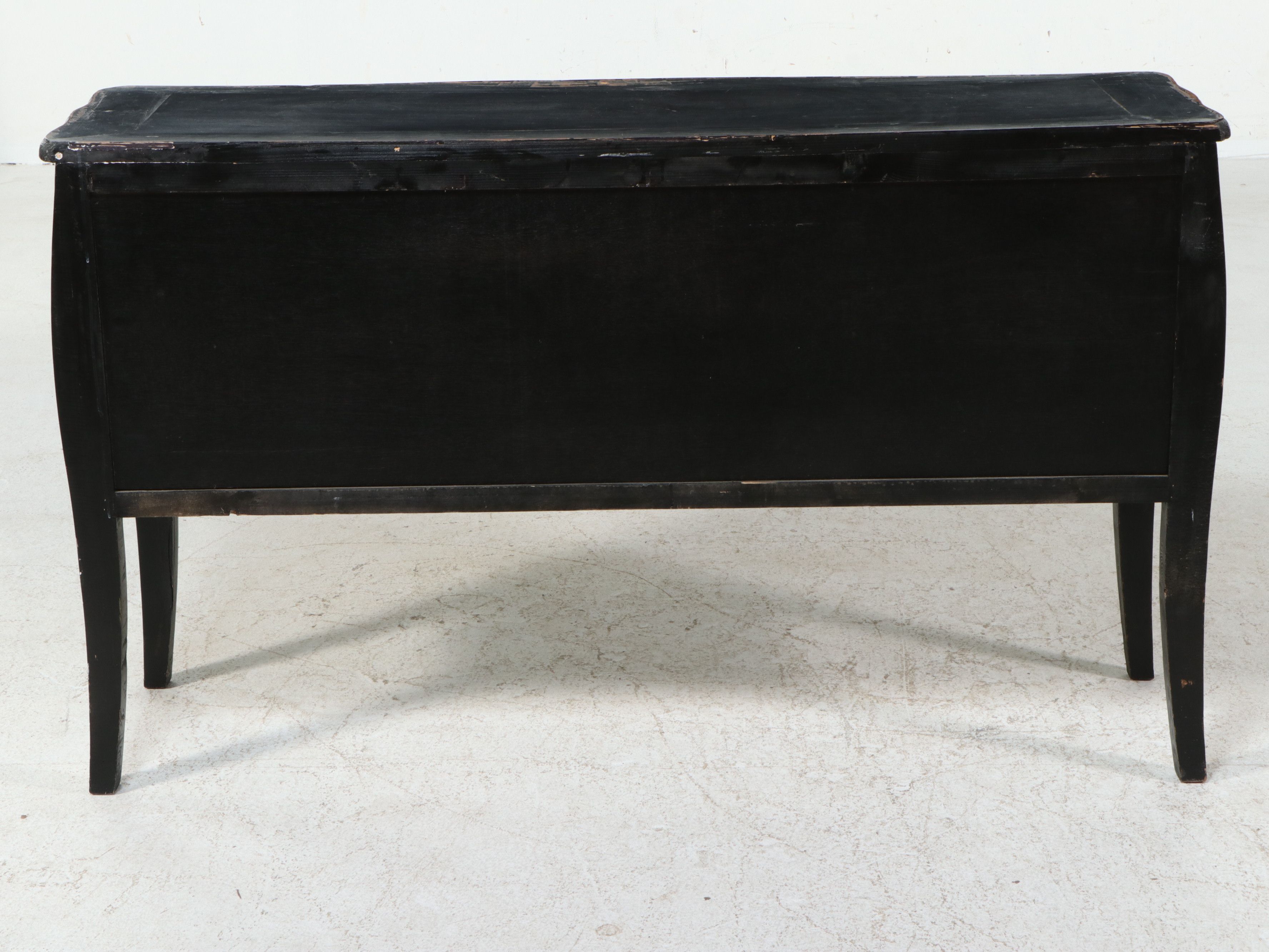 French Provincial Style Black Painted Bombé Commode, Mid to Late 20th Century