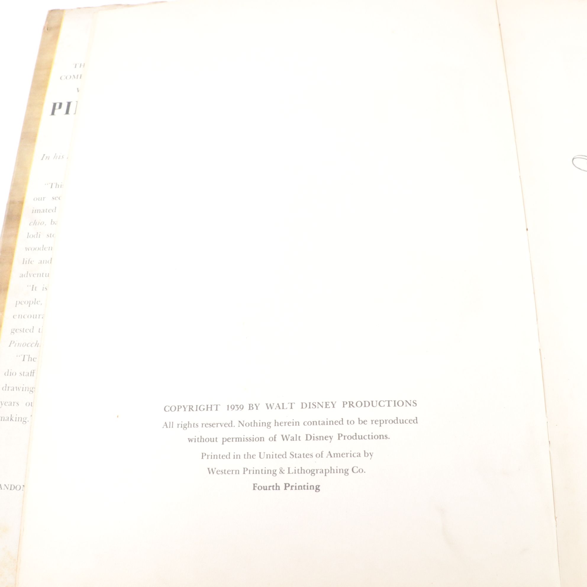 1939 Edition "Walt Disney's Version of Pinocchio" & other Children's Toys