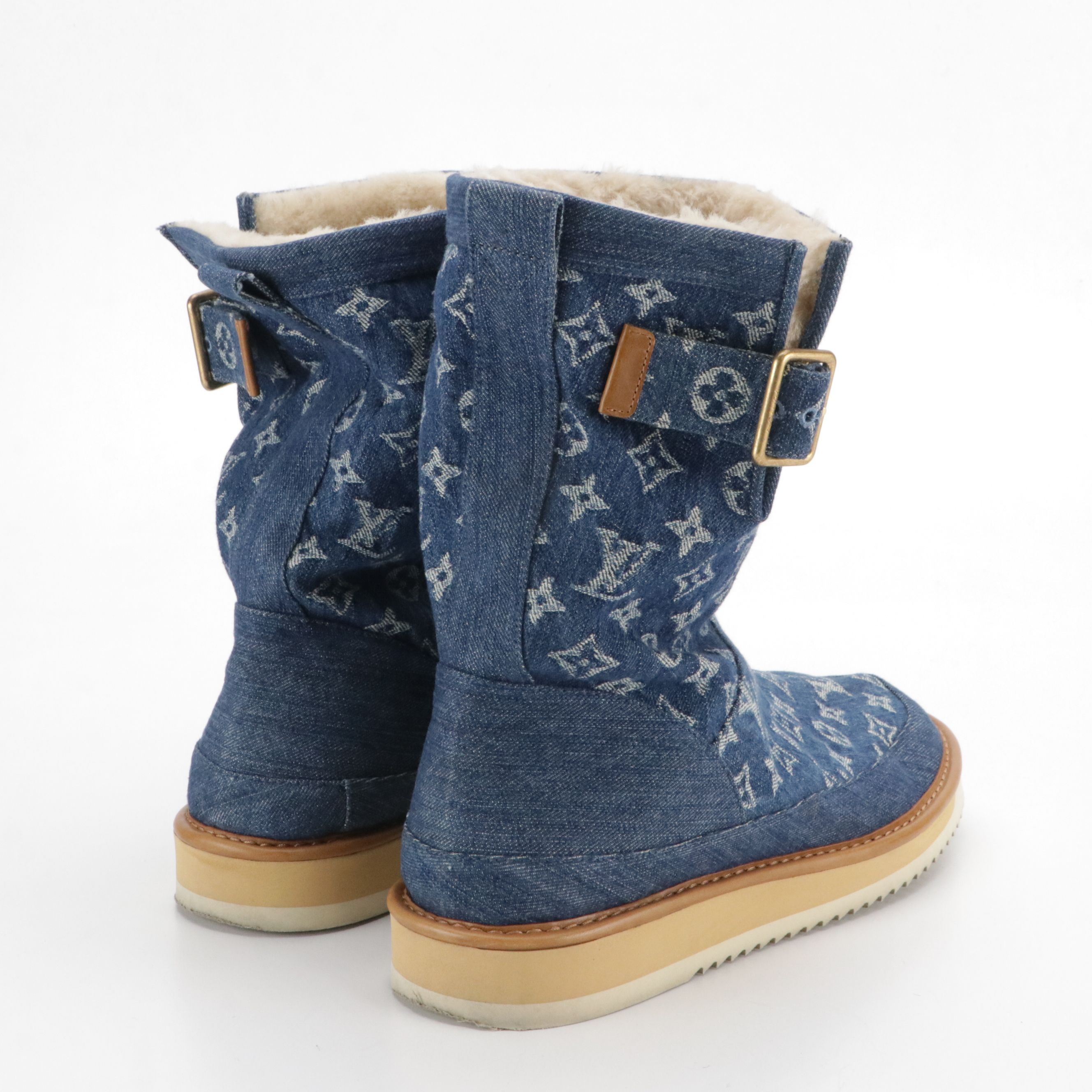 Men's Louis Vuitton x Nigo Cosy Boots in Shearling-Lined Monogram Denim