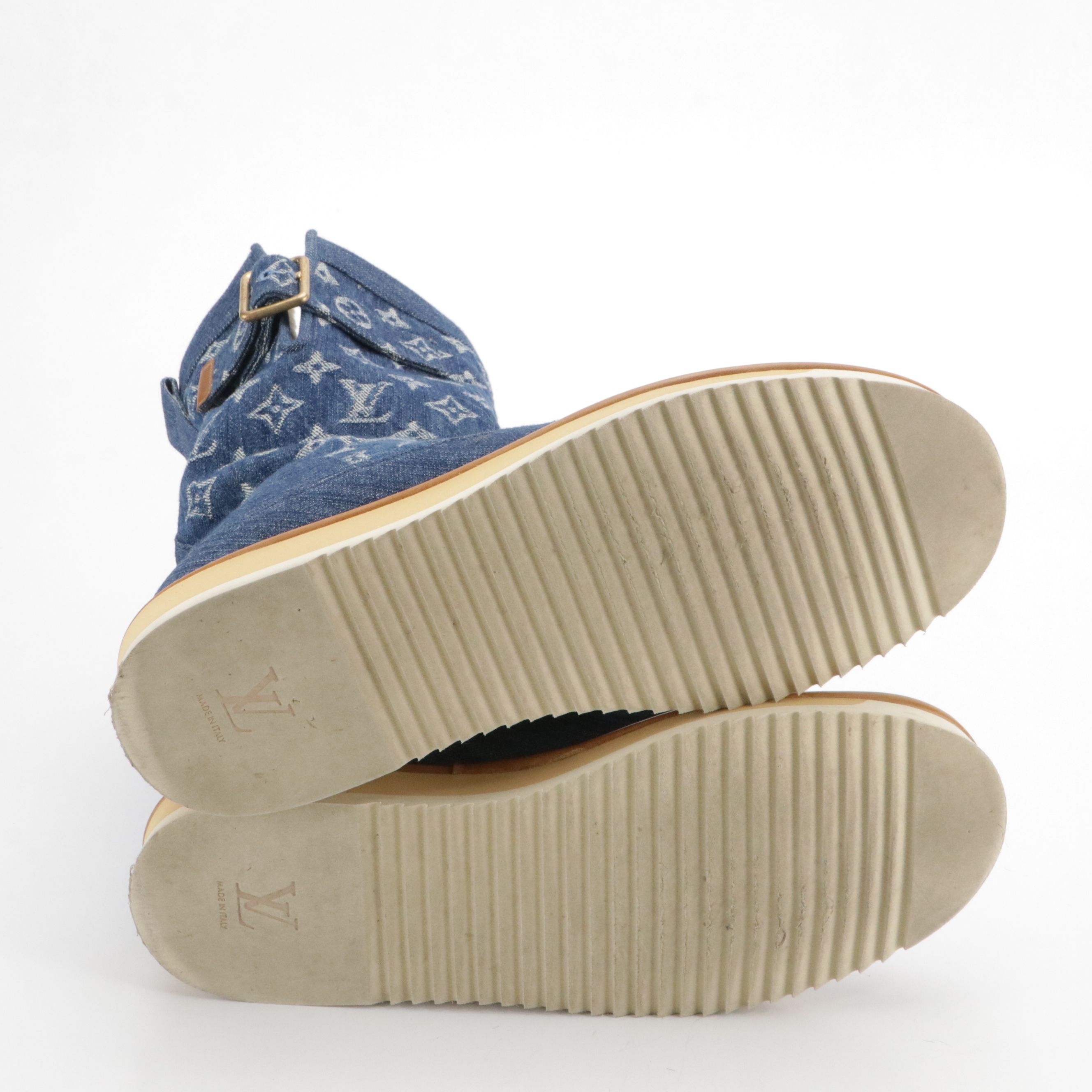 Men's Louis Vuitton x Nigo Cosy Boots in Shearling-Lined Monogram Denim