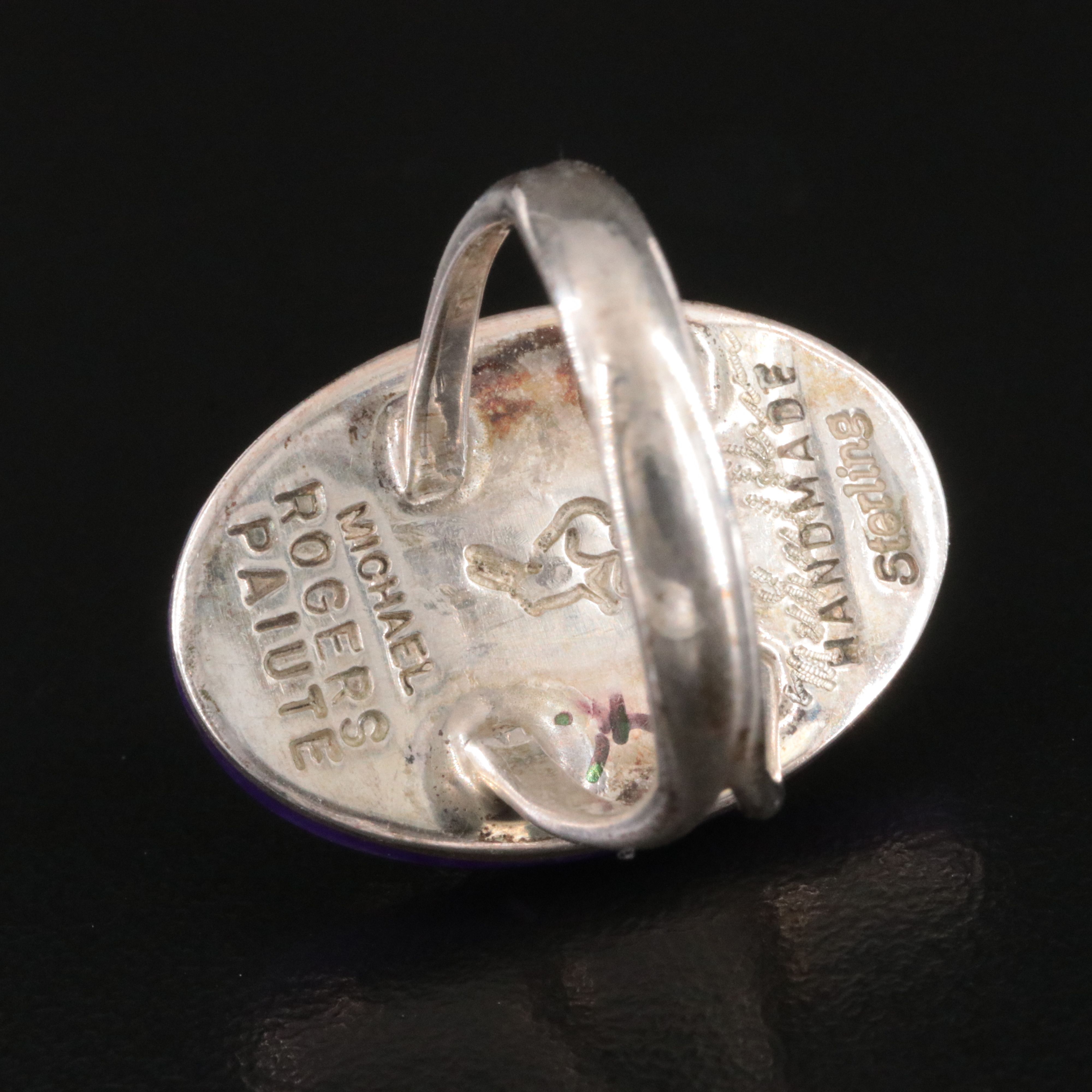 Michael R. Rogers Paiute Sterling Sugilite and Gemstone Inlay Ring