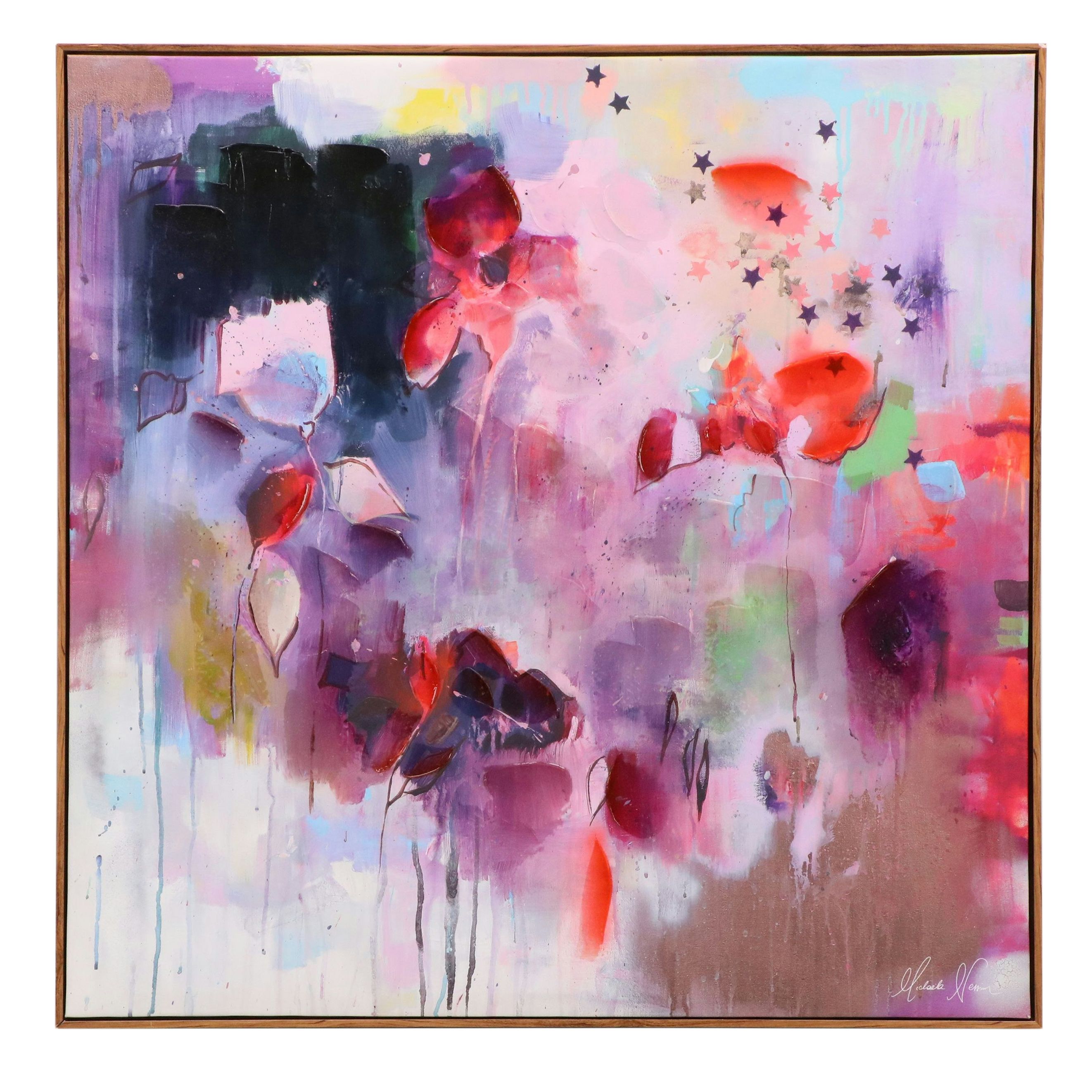 After Michaela Nessim Embellished Gicleé on Canvas "Take Back the Stars"