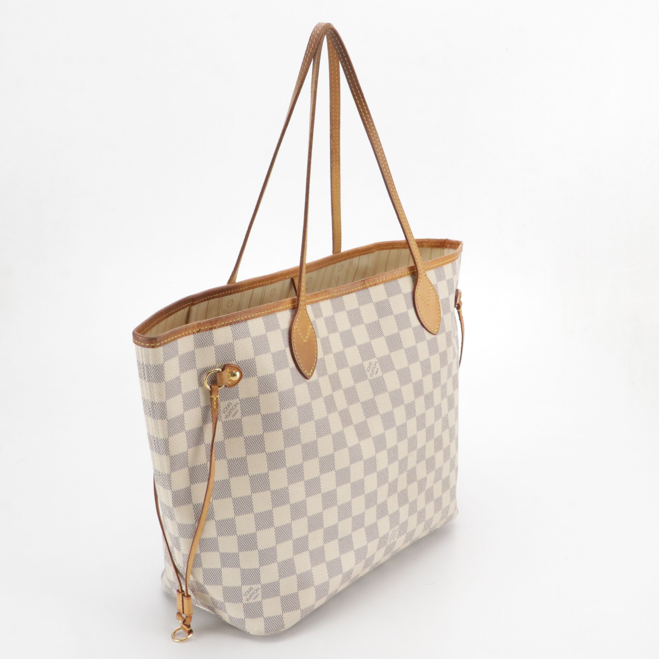 Louis Vuitton Neverfull MM Tote Bag in Damier Azur Canvas and Leather