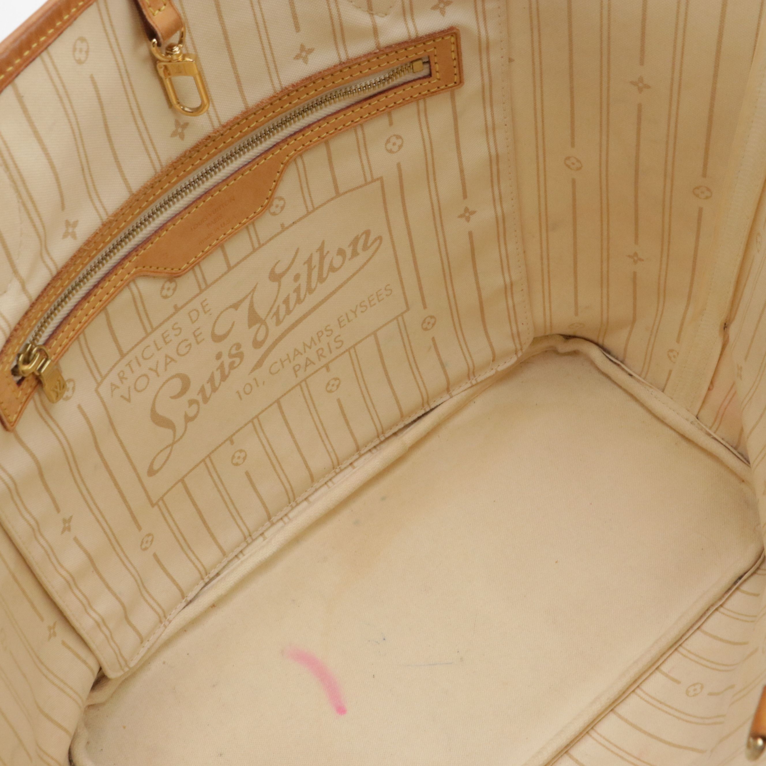 Louis Vuitton Neverfull MM Tote Bag in Damier Azur Canvas and Leather