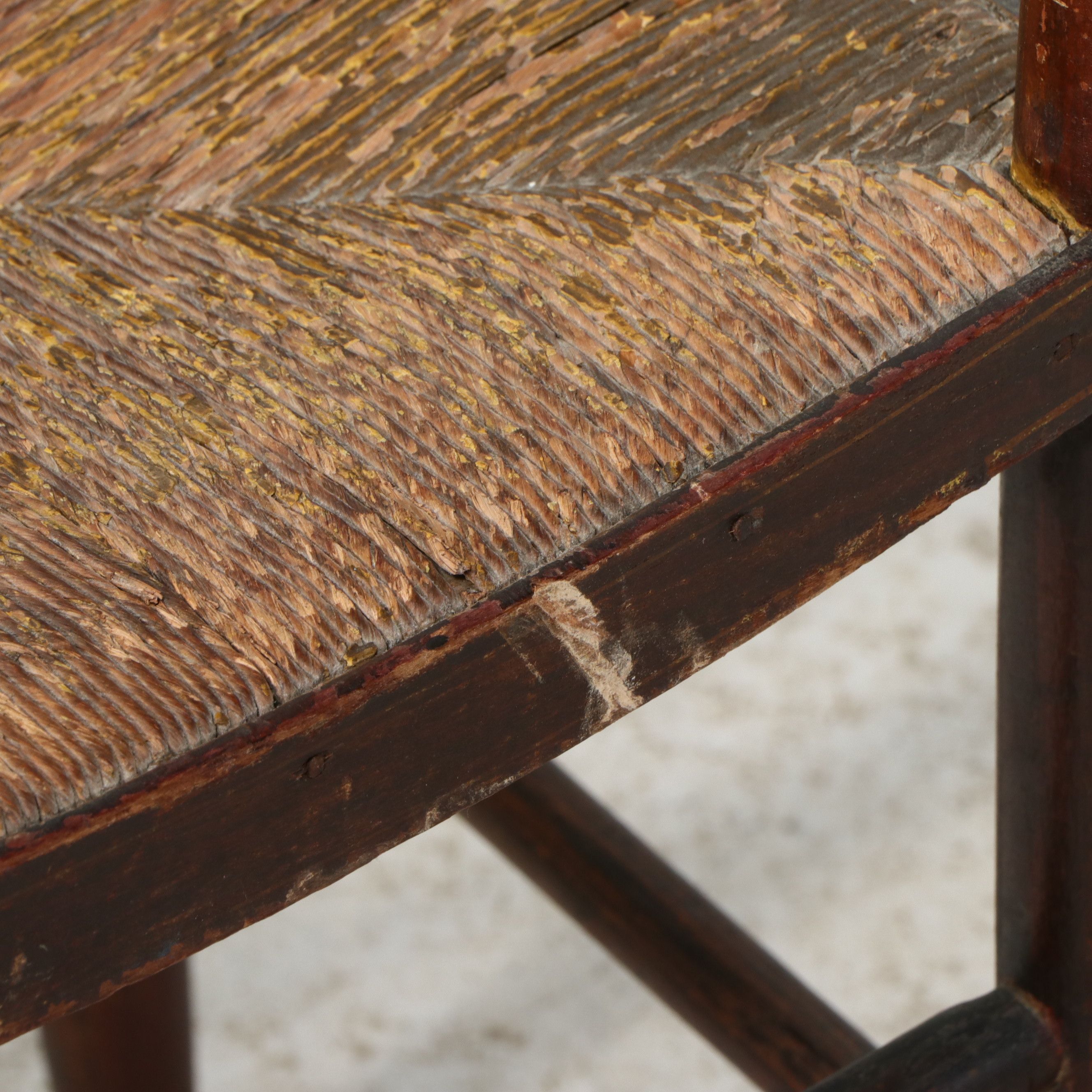 Hitchcock Style Stencil-Decorated Side Chair with Rush Seat, 19th Century