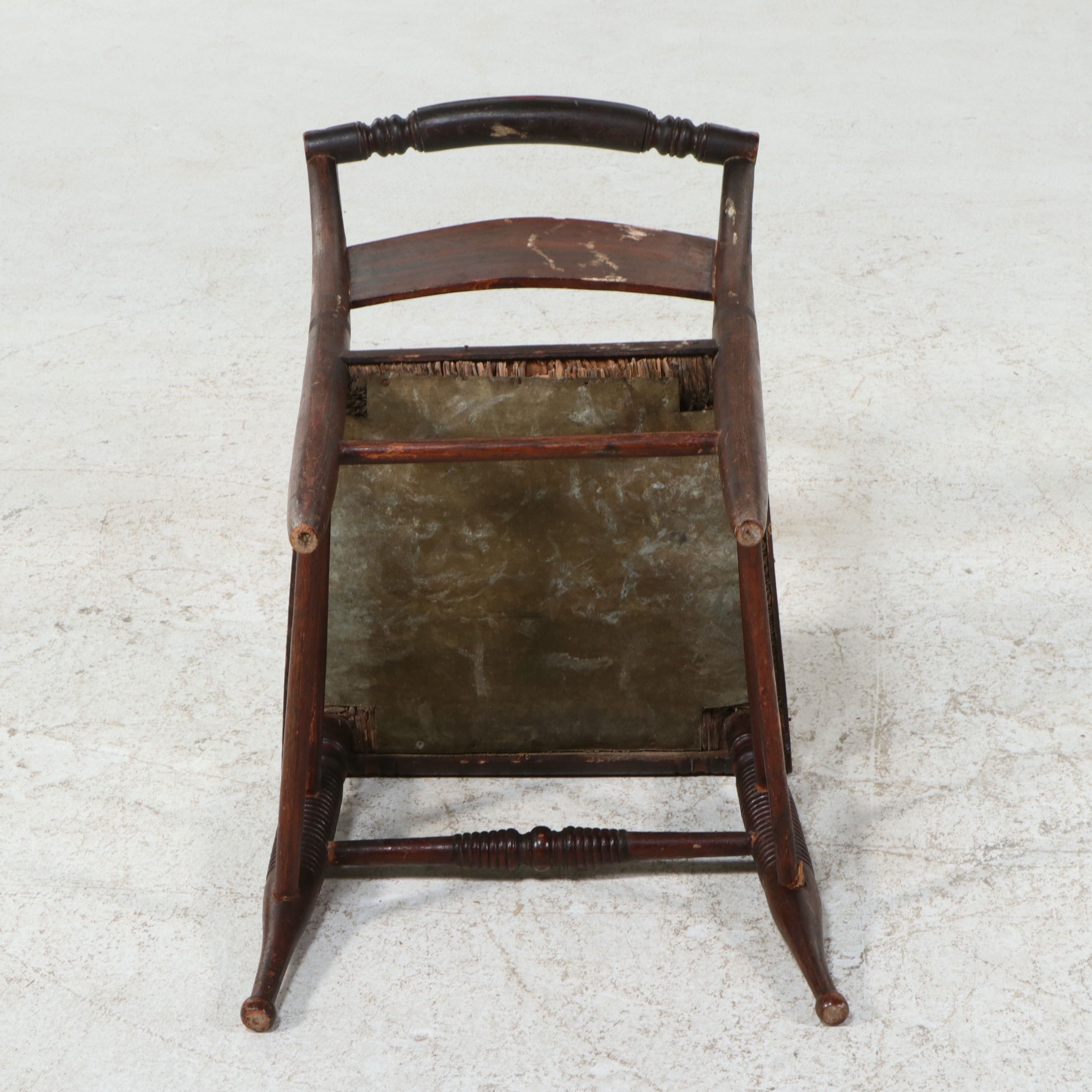 Hitchcock Style Stencil-Decorated Side Chair with Rush Seat, 19th Century