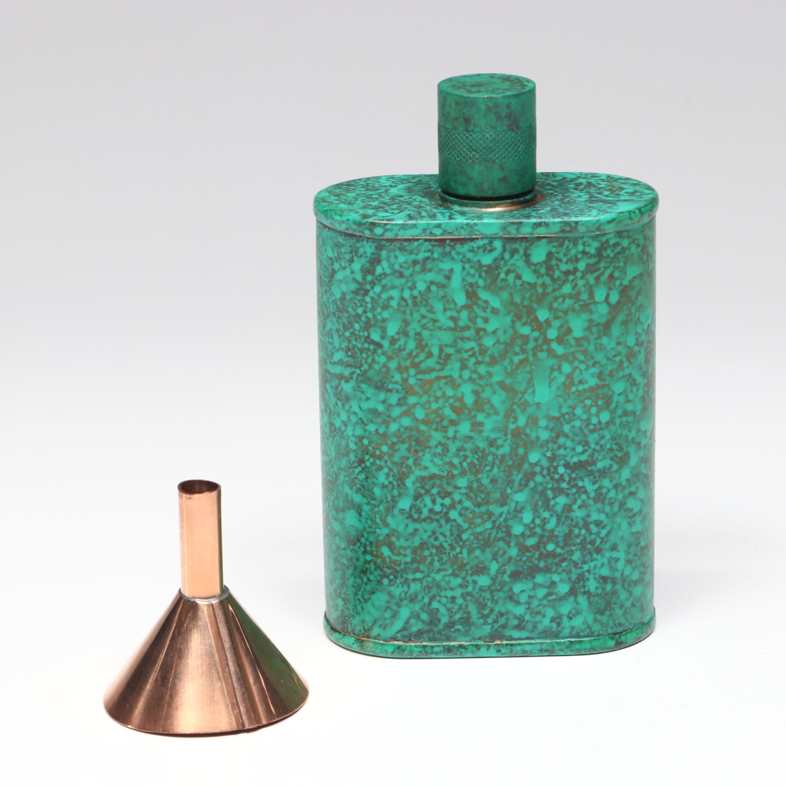 Jacob Bromwell "Liberty" Oxidized Copper Flask with Copper Funnel