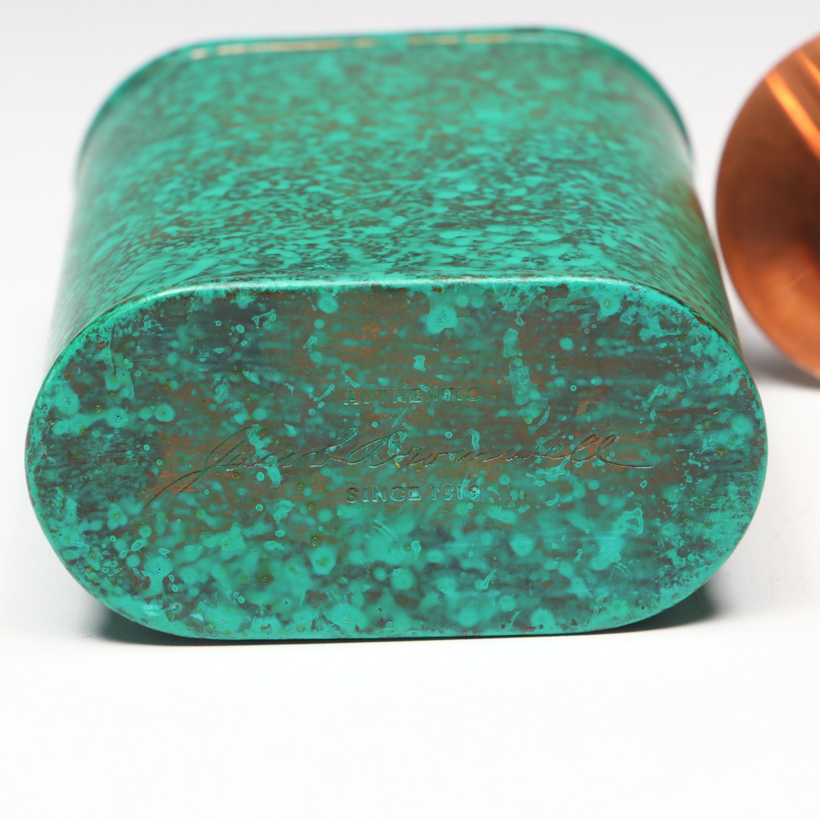 Jacob Bromwell "Liberty" Oxidized Copper Flask with Copper Funnel