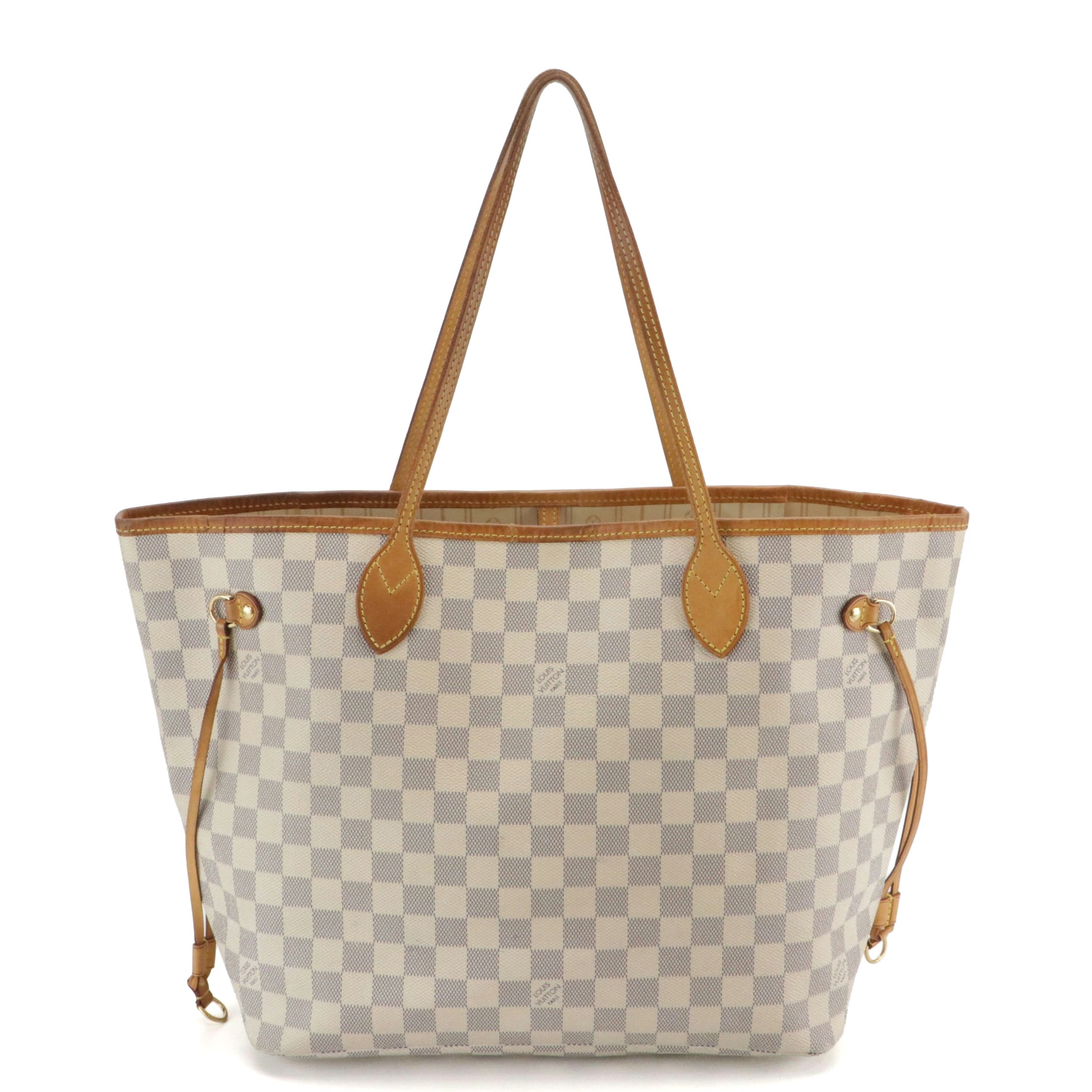 Louis Vuitton Neverfull MM Tote Bag in Damier Azur Canvas and Leather