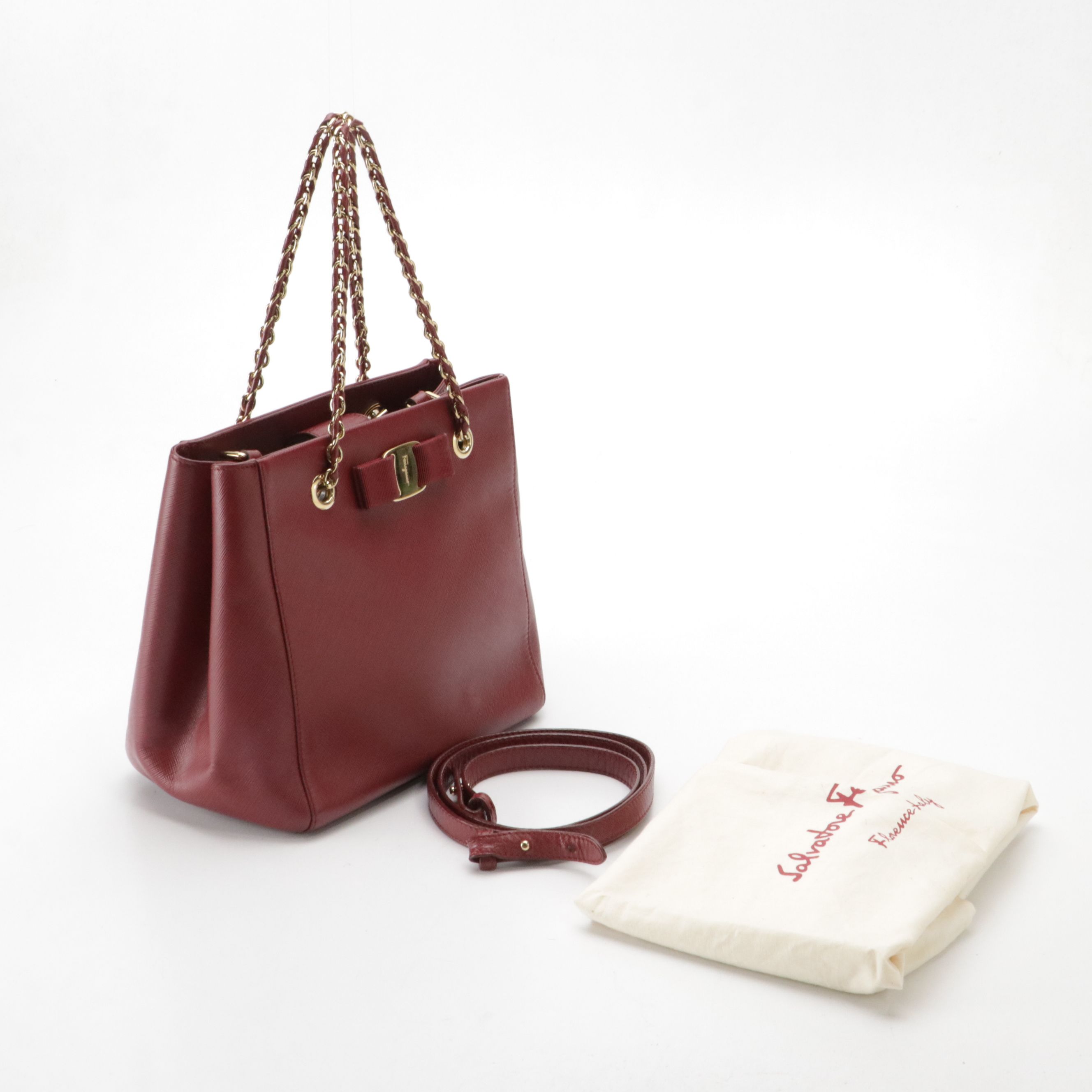 Salvatore Ferragamo Vara Bow Small Two-Way Tote Bag in Saffiano Leather