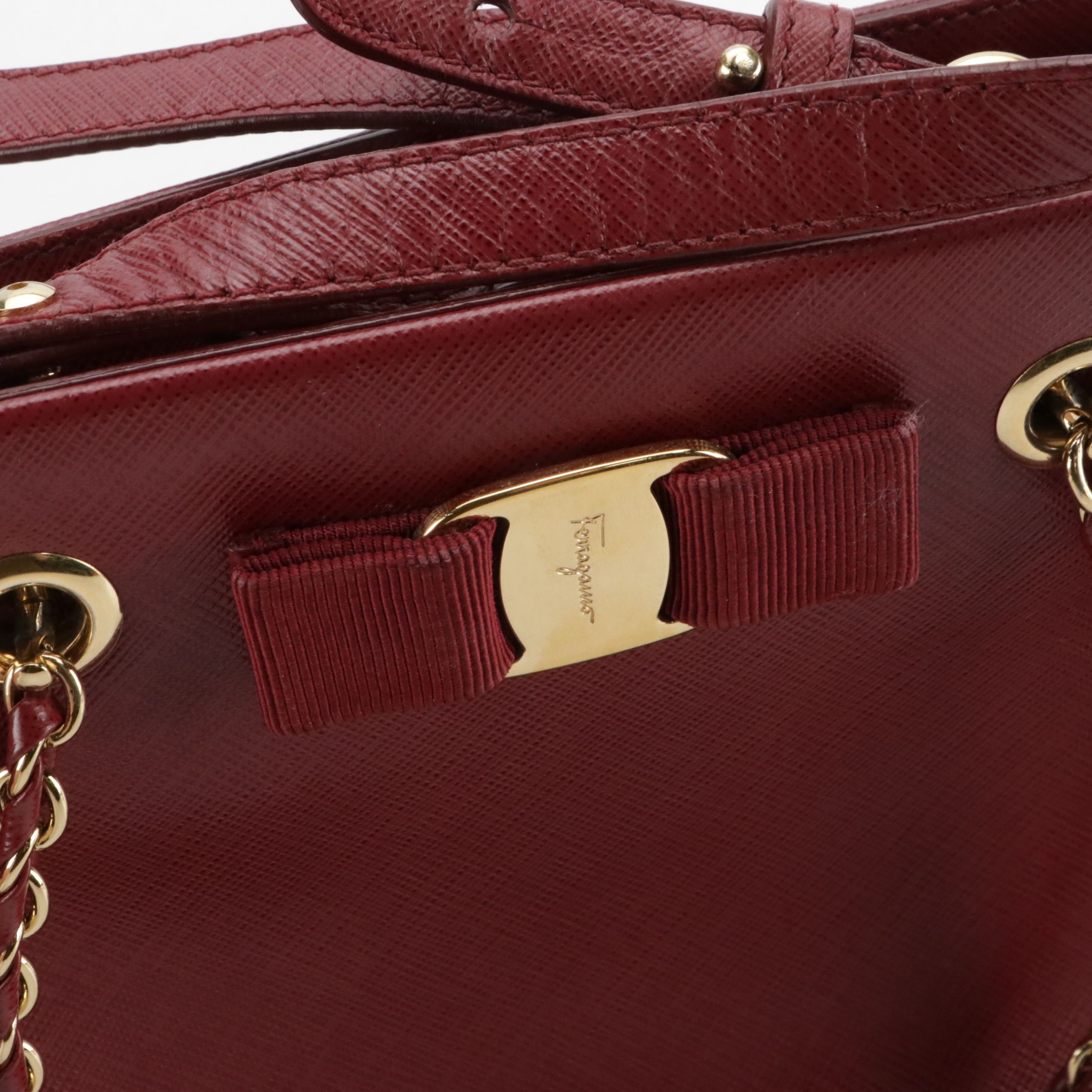 Salvatore Ferragamo Vara Bow Small Two-Way Tote Bag in Saffiano Leather