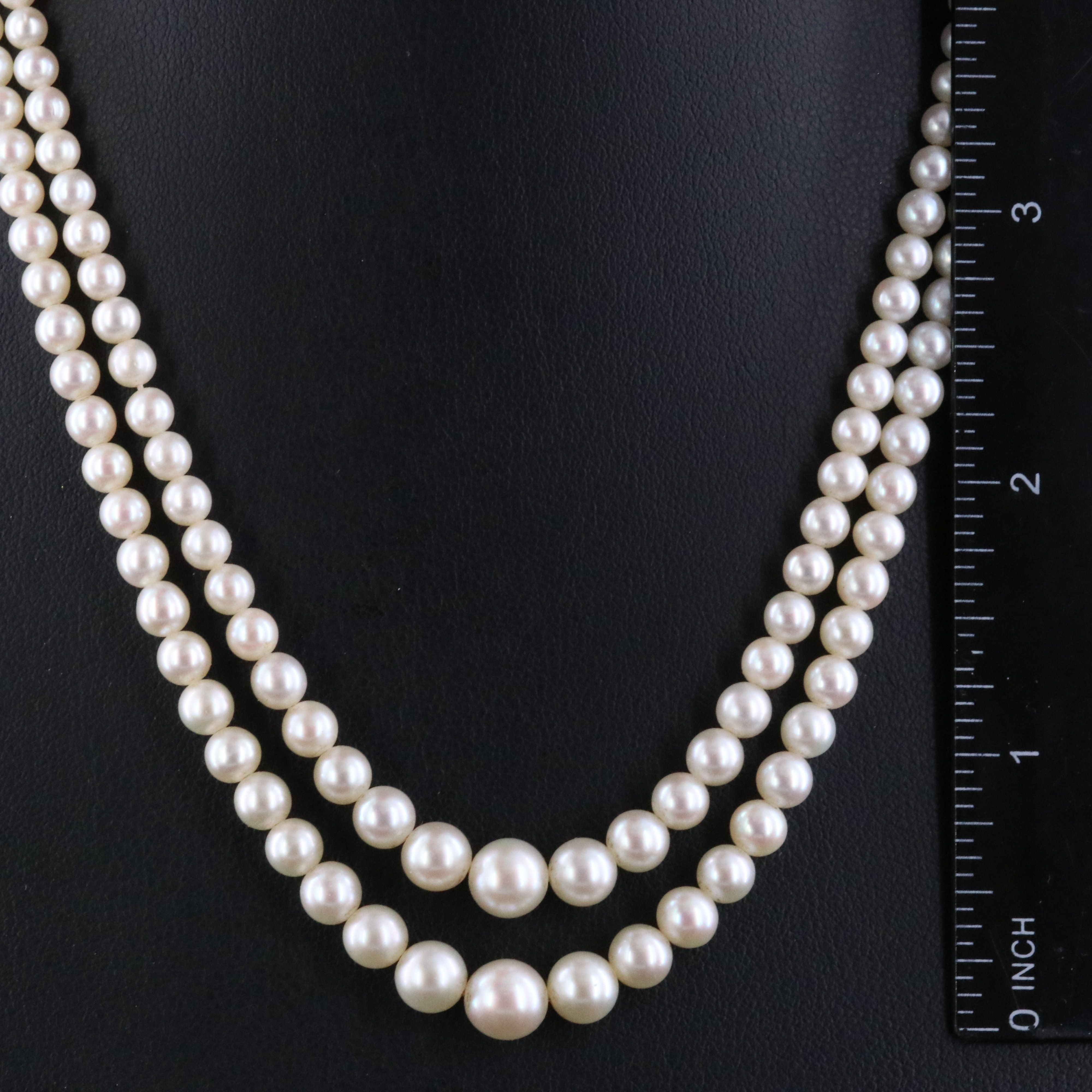 10K Graduated Pearl Double Strand Necklace