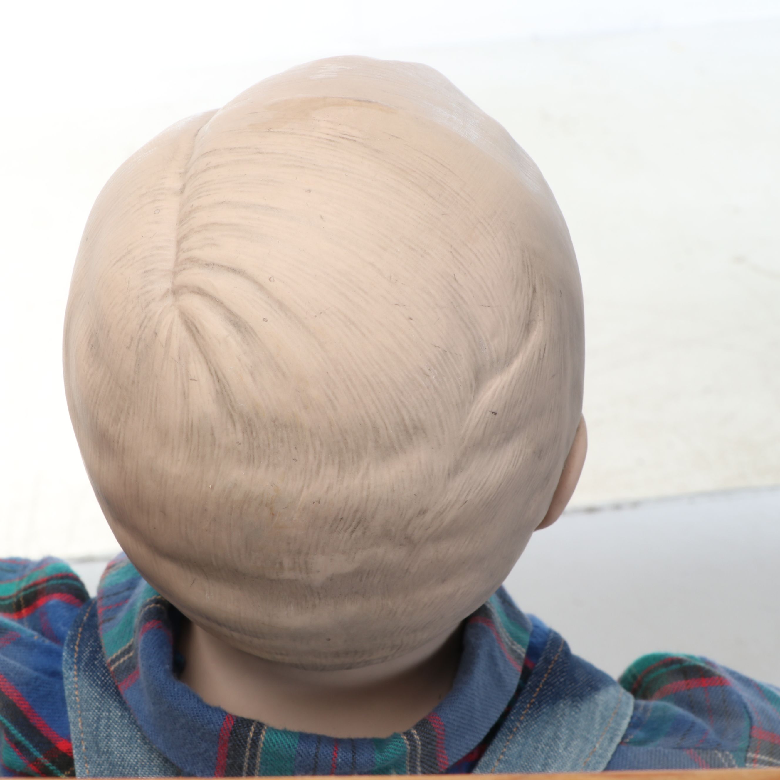William Wallace "Grandpa" and "Grandma" Ceramic Dolls with Wood Chairs, 1989