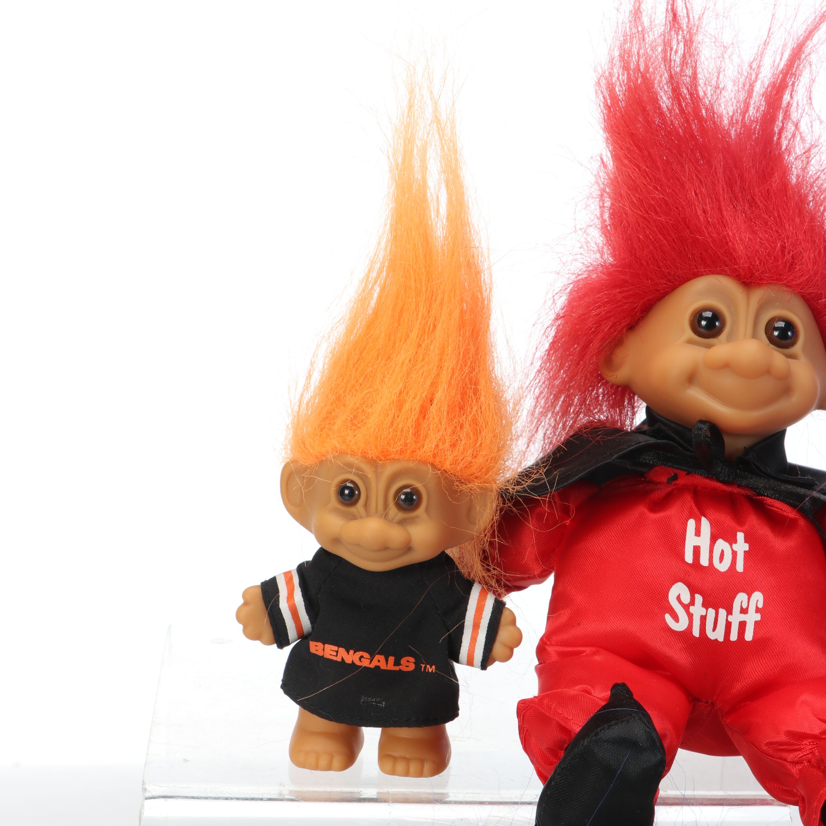 Russ Berrie "Bengals" and "Hot Stuff" with Other Troll Dolls