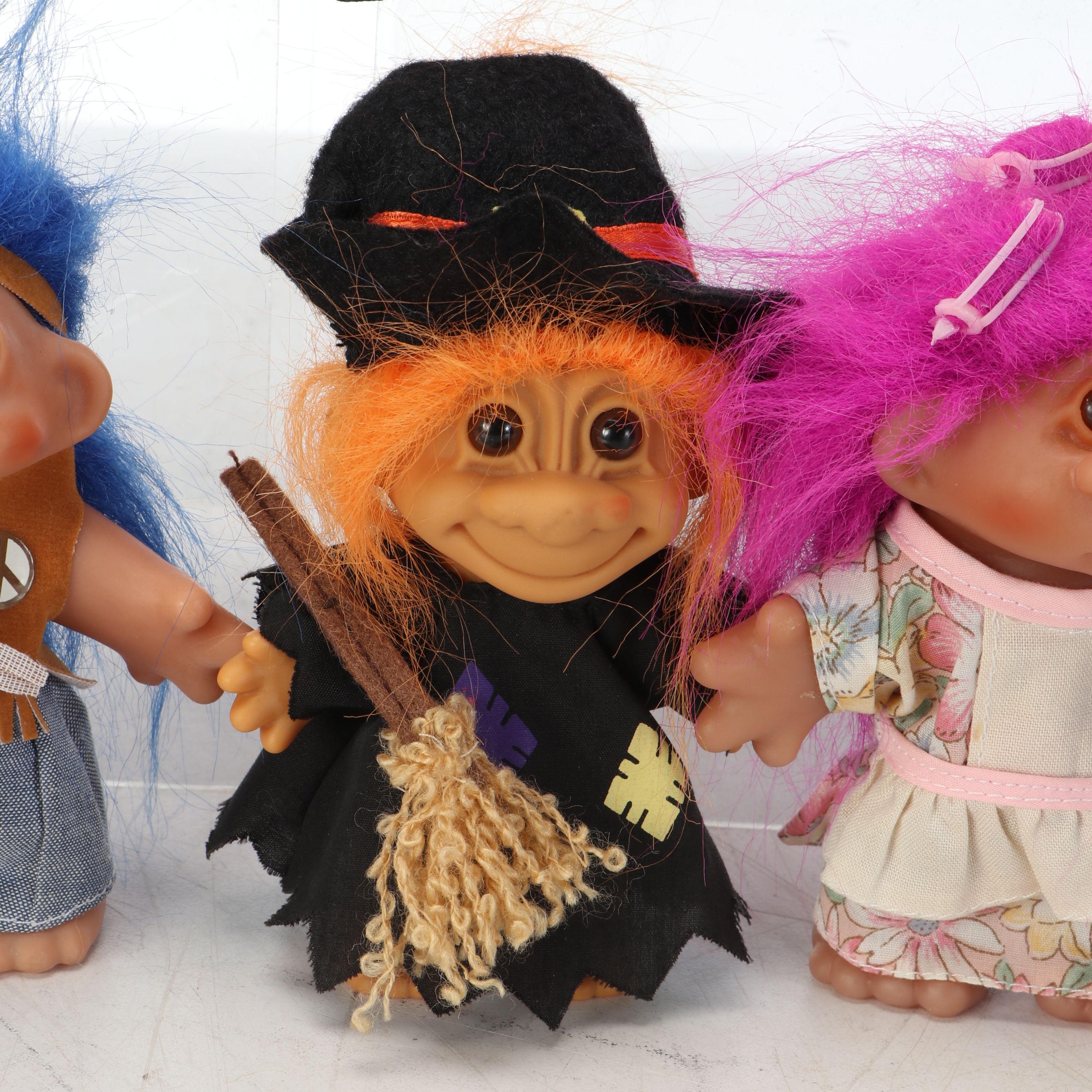 Russ Berrie "Bengals" and "Hot Stuff" with Other Troll Dolls