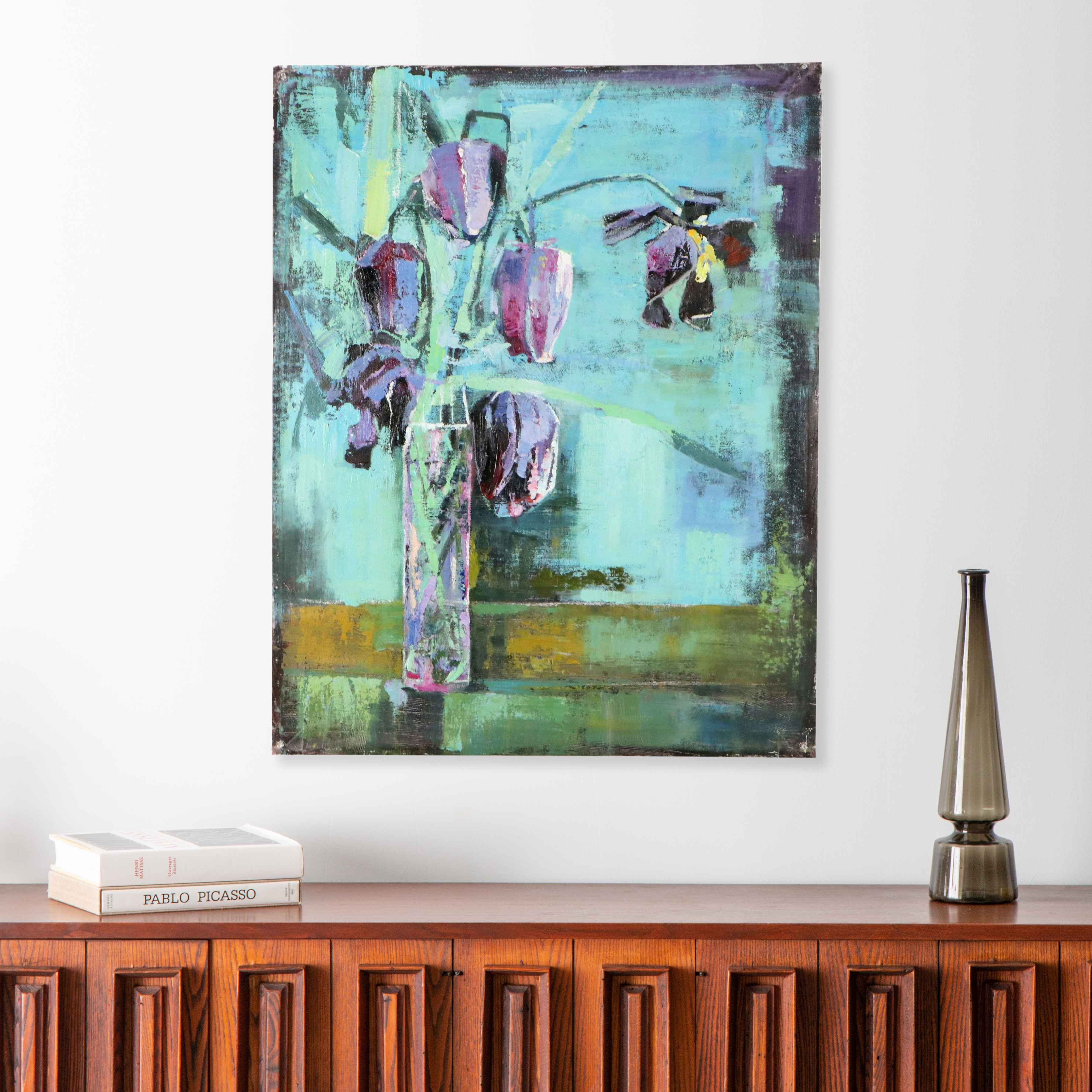 Floral Oil Painting "Dreaming of Lavender Irises," Circa 2026