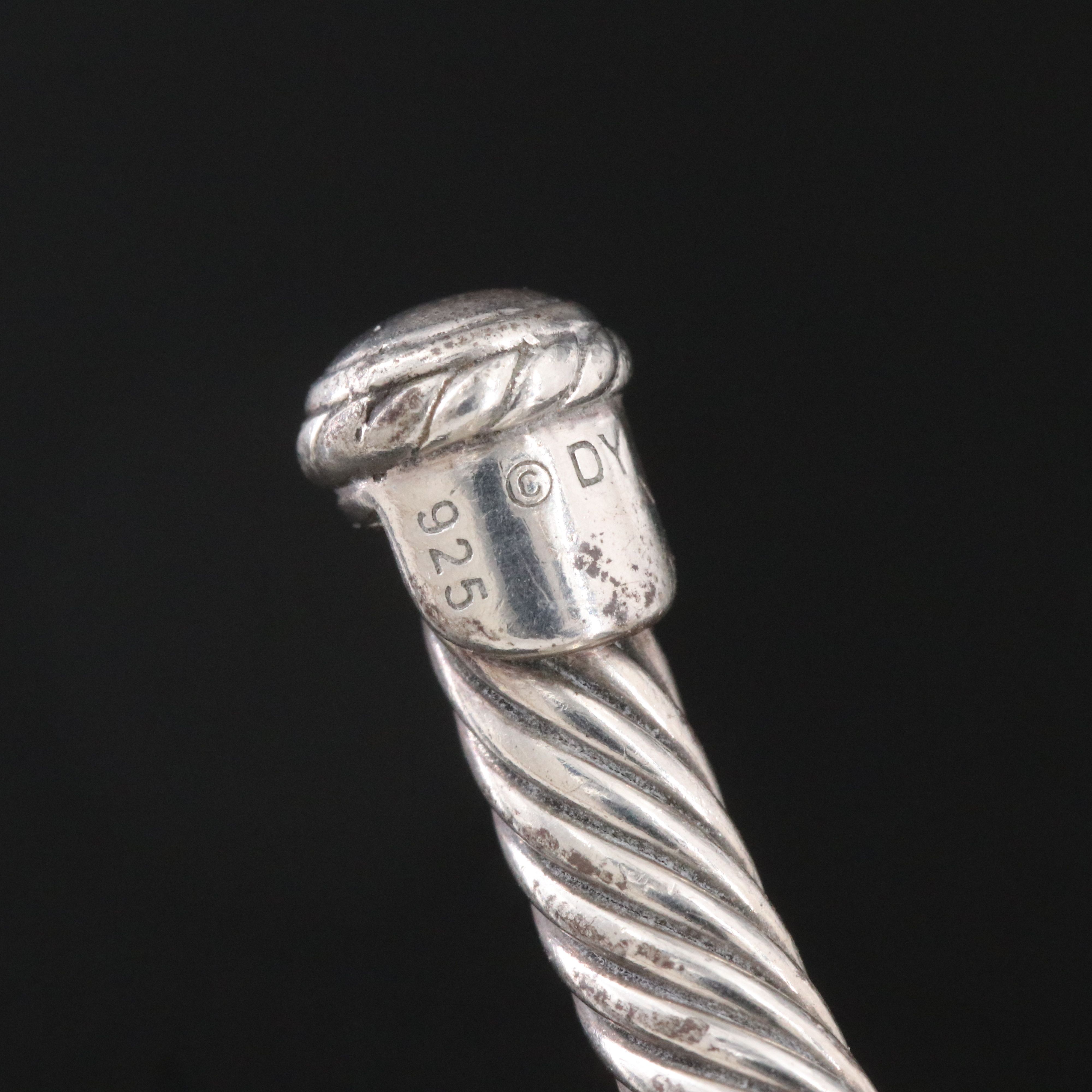 David Yurman Sterling Black Onyx and Pearl Cable  Cuff Bracelet with 18K Accents