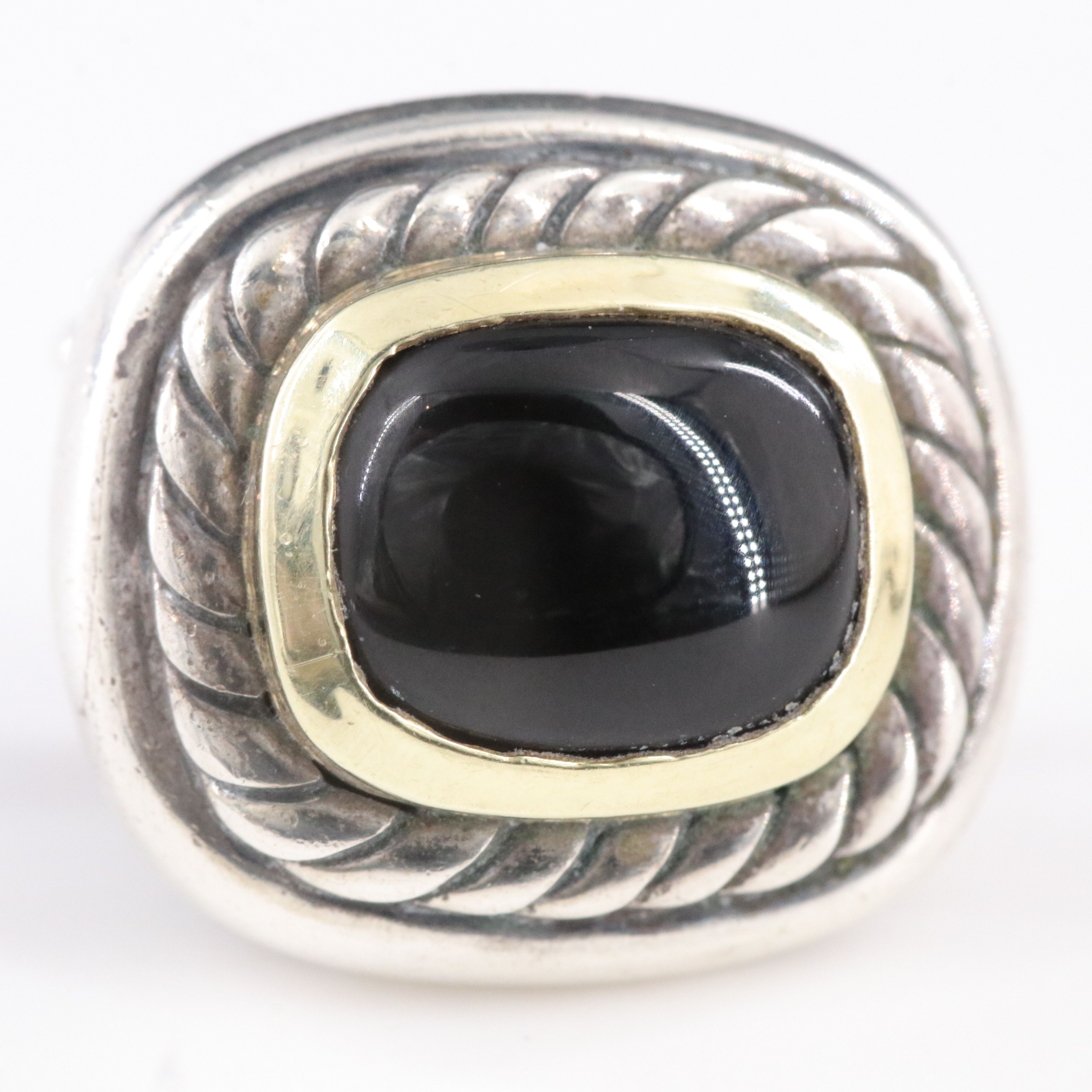 David Yurman Albion Sterling and Black Onyx Earrings with 18K Accents