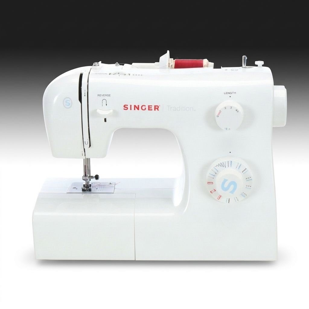 Singer "Tradition" Sewing Machine with Rolling Carrier, Mat, Scissors and More