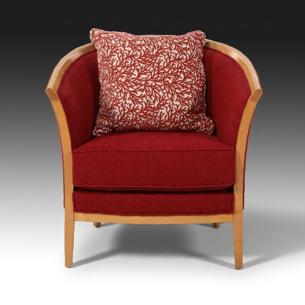 Contemporary Upholstered Barrel-Back Armchair