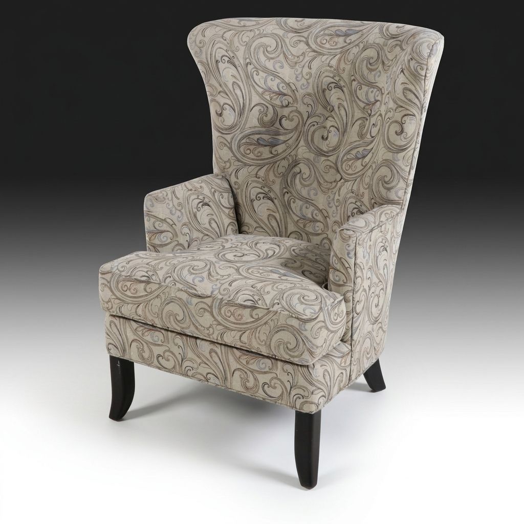 Fairfield Chair Co. Hollywood Regency Style Paisley Upholstered Armchair