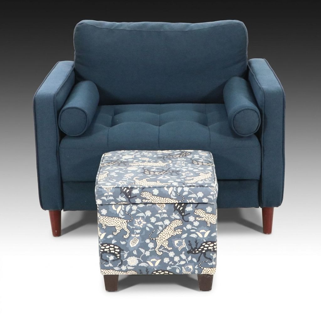 Lifestyle Solutions Contemporary Modern Armchair with Storage Ottoman