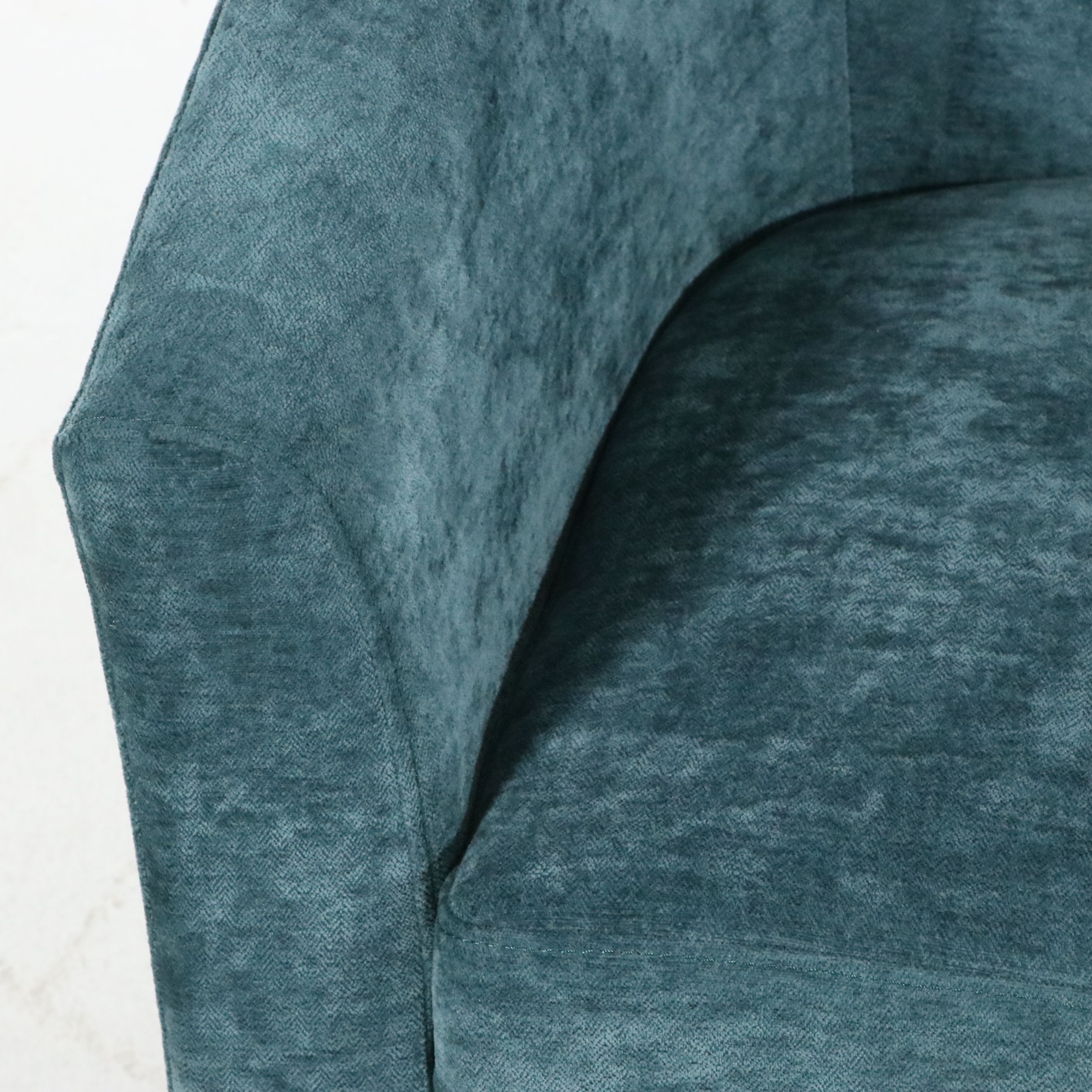 Pair of Contemporary Teal Chenille Swivel Armchairs