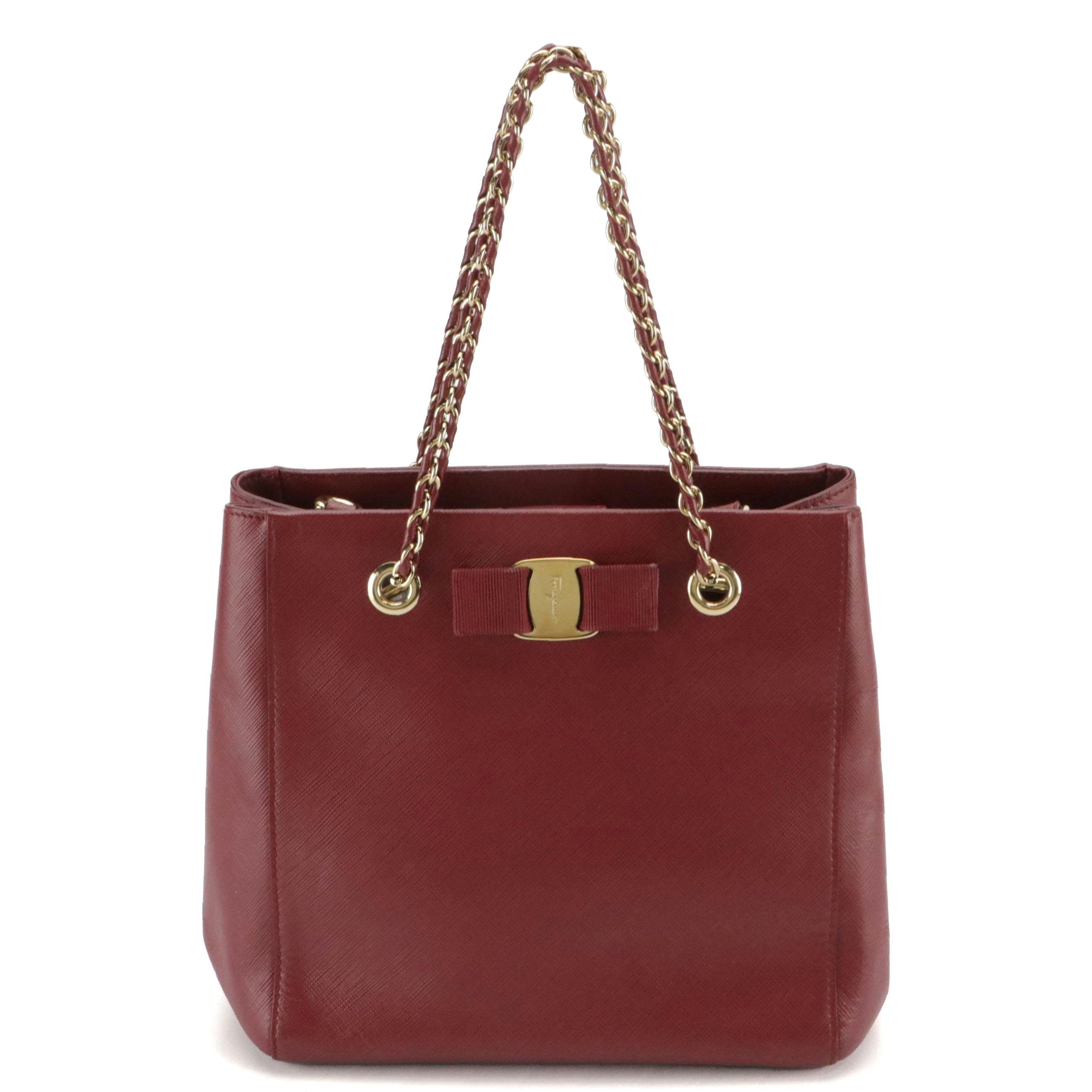 Salvatore Ferragamo Vara Bow Small Two-Way Tote Bag in Saffiano Leather
