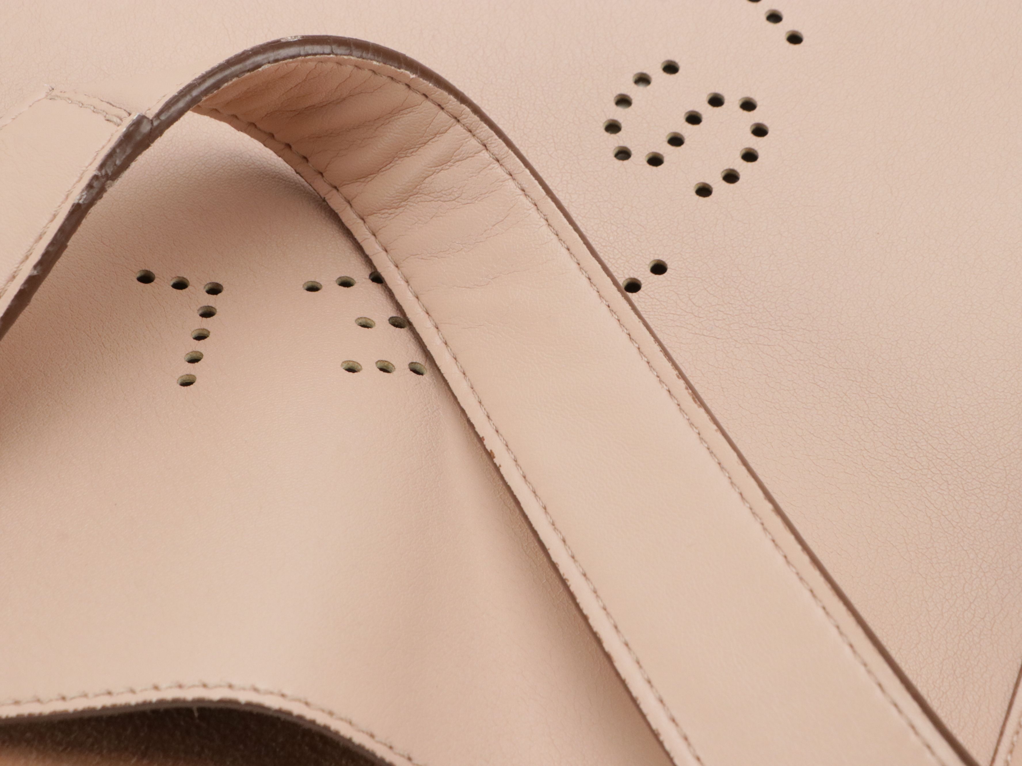 Stella McCartney Large Perforated Logo Shoulder Bag in Blush Beige Vegan Leather