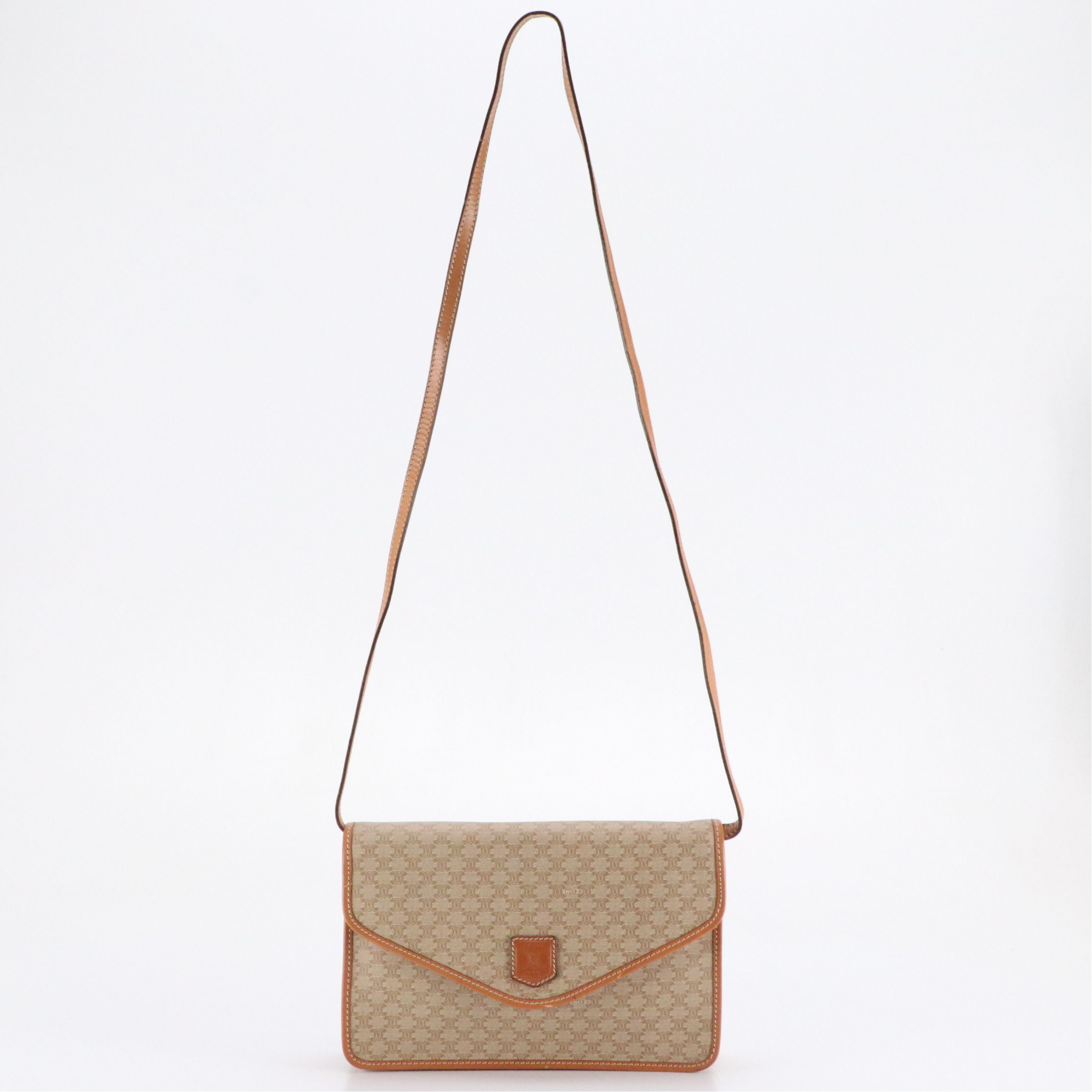 Celine Envelope Flap Crossbody Bag in Macadam Canvas and Leather