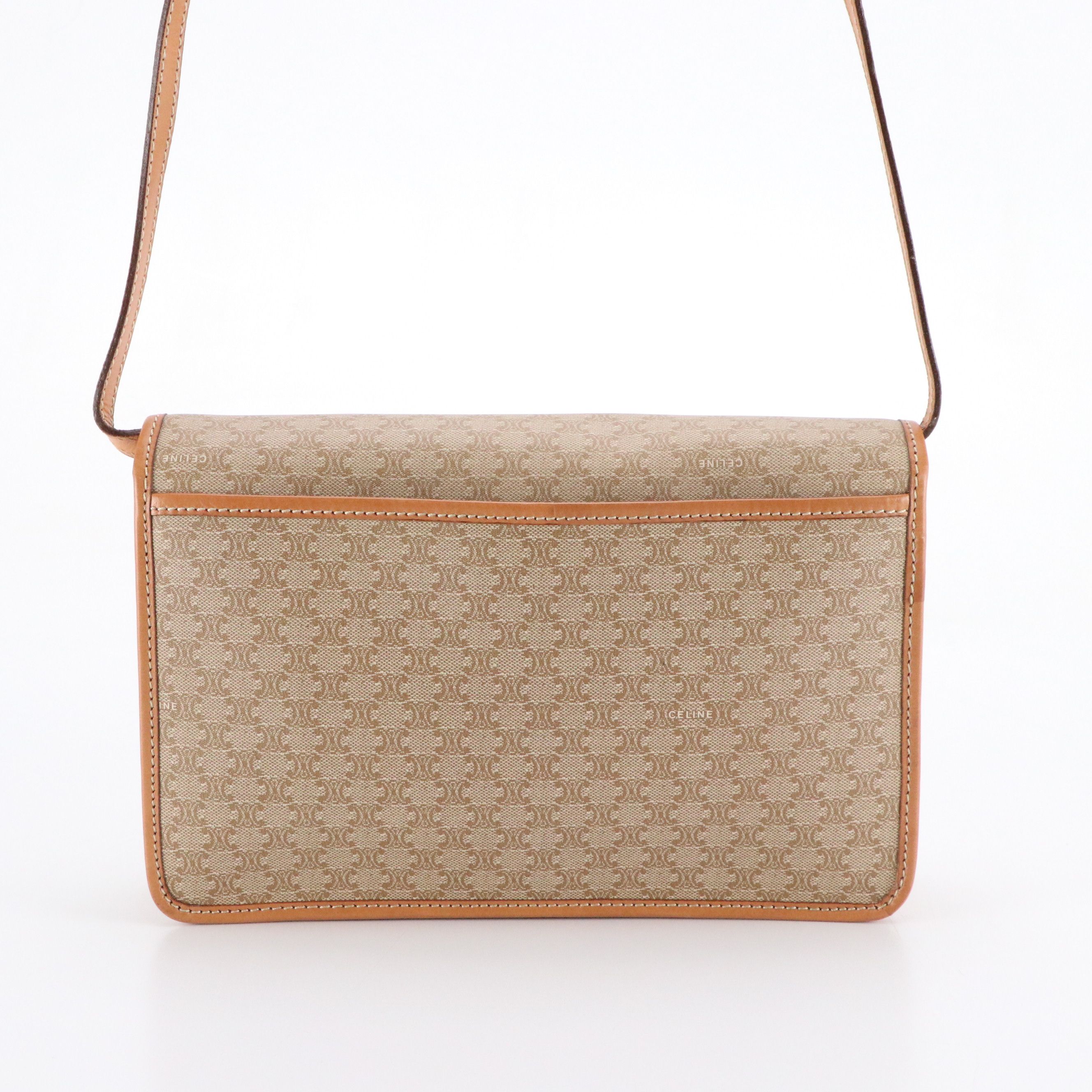 Celine Envelope Flap Crossbody Bag in Macadam Canvas and Leather