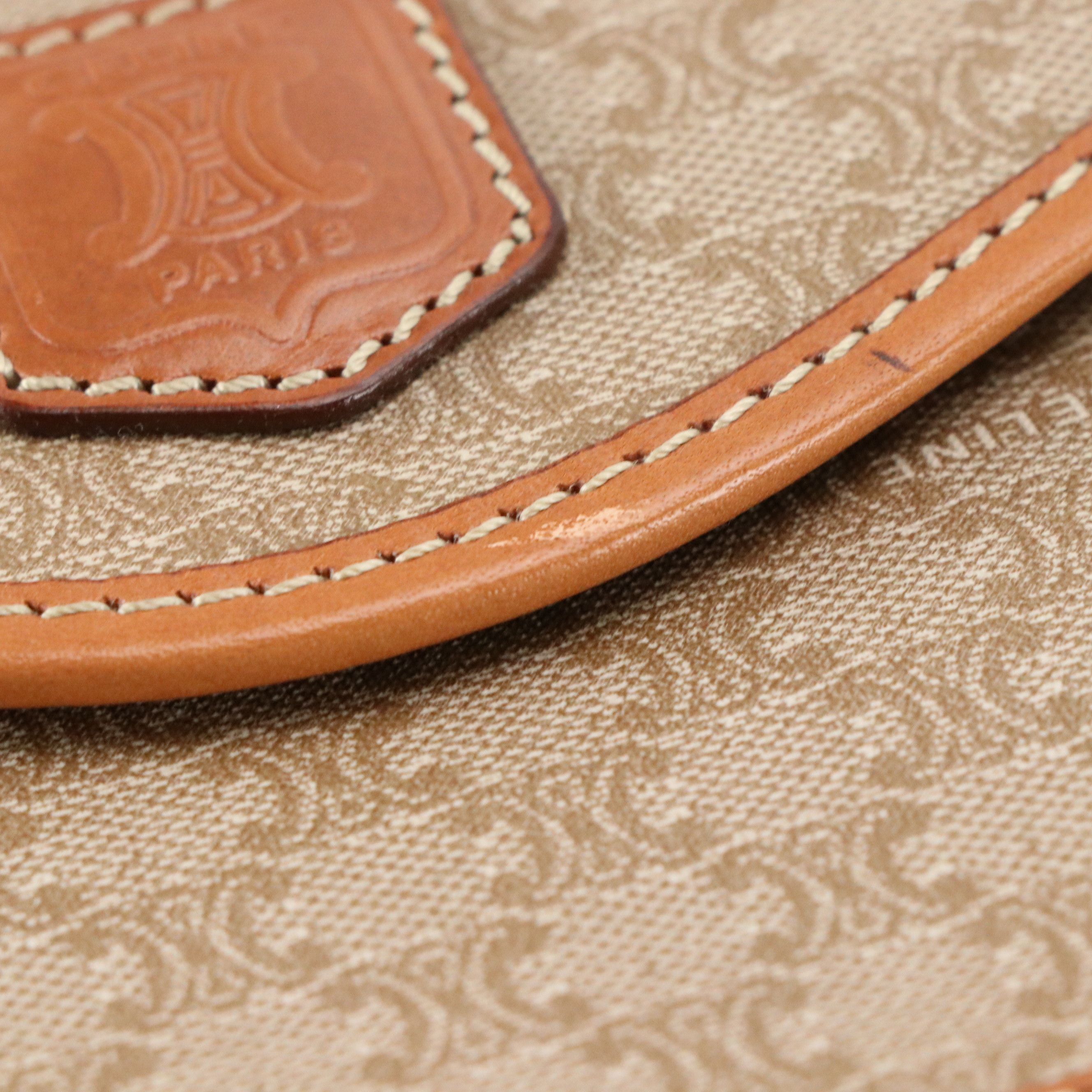 Celine Envelope Flap Crossbody Bag in Macadam Canvas and Leather