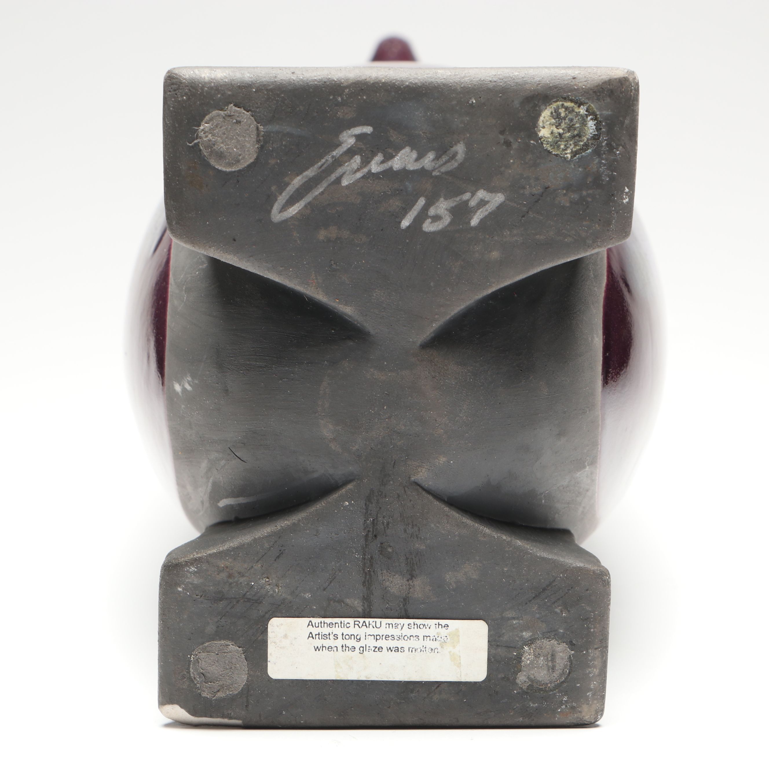 Tony Evans Purple Raku Art Pottery Vase