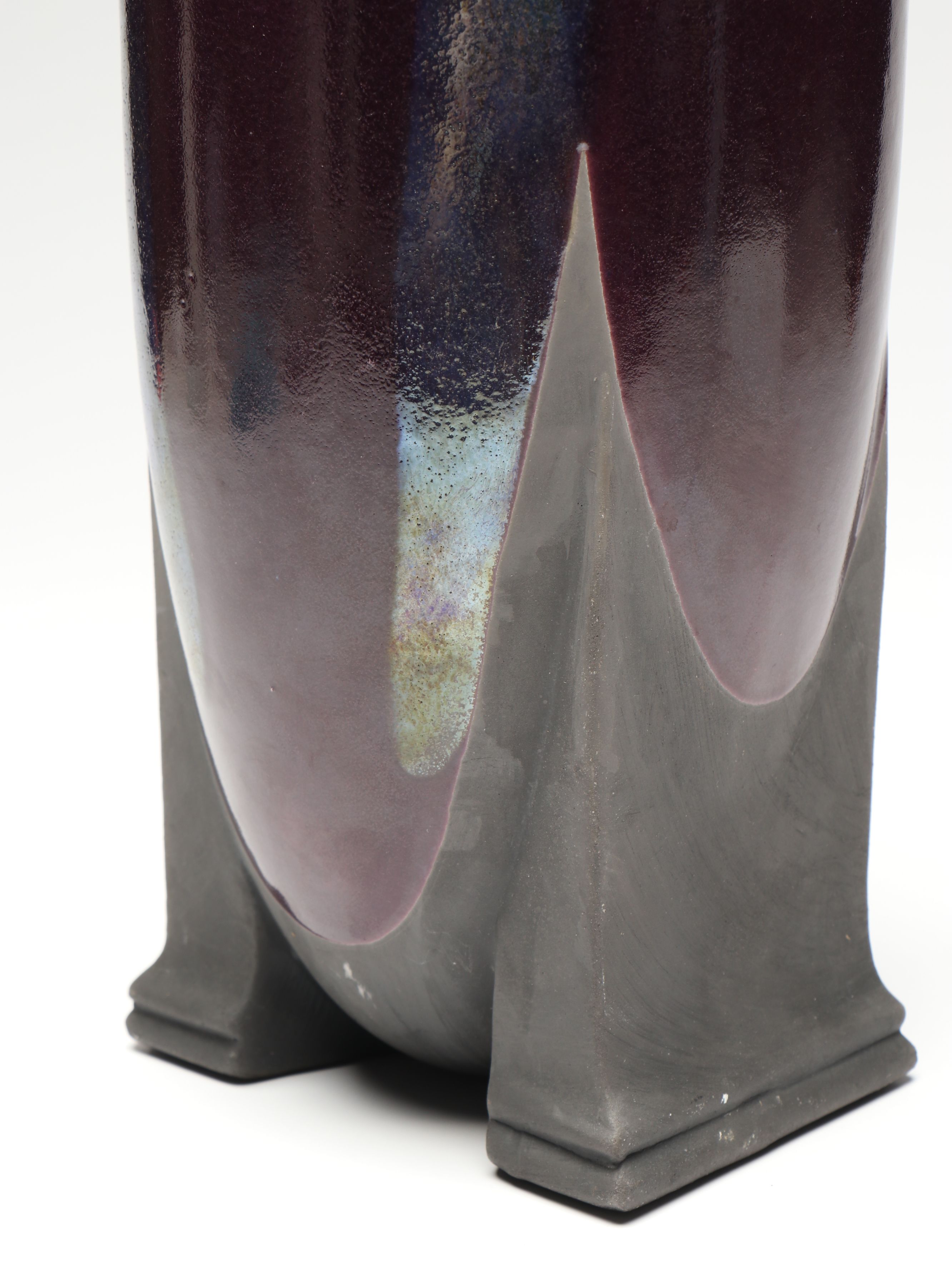 Tony Evans Purple Raku Art Pottery Vase