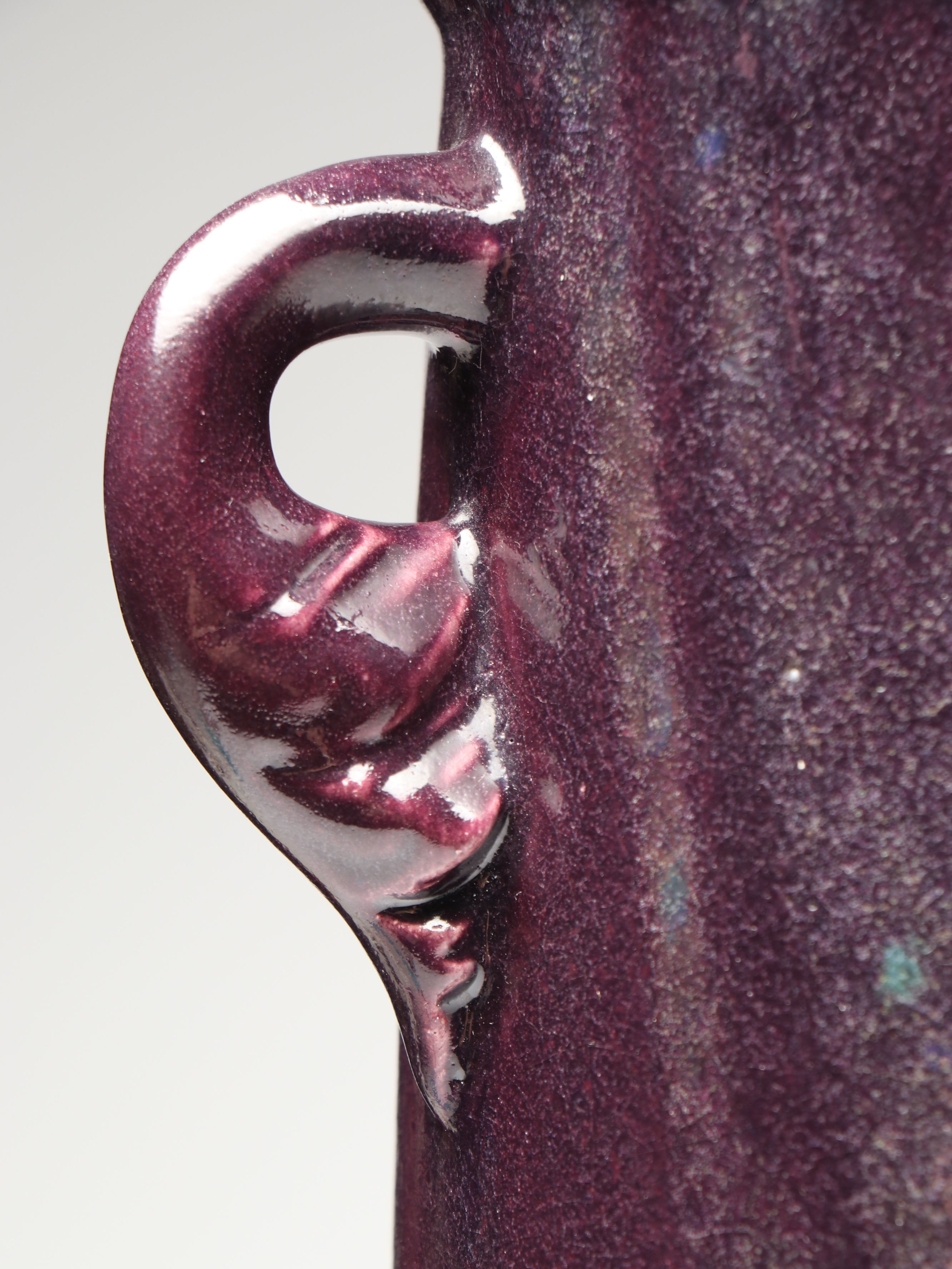 Tony Evans Purple Raku Art Pottery Vase