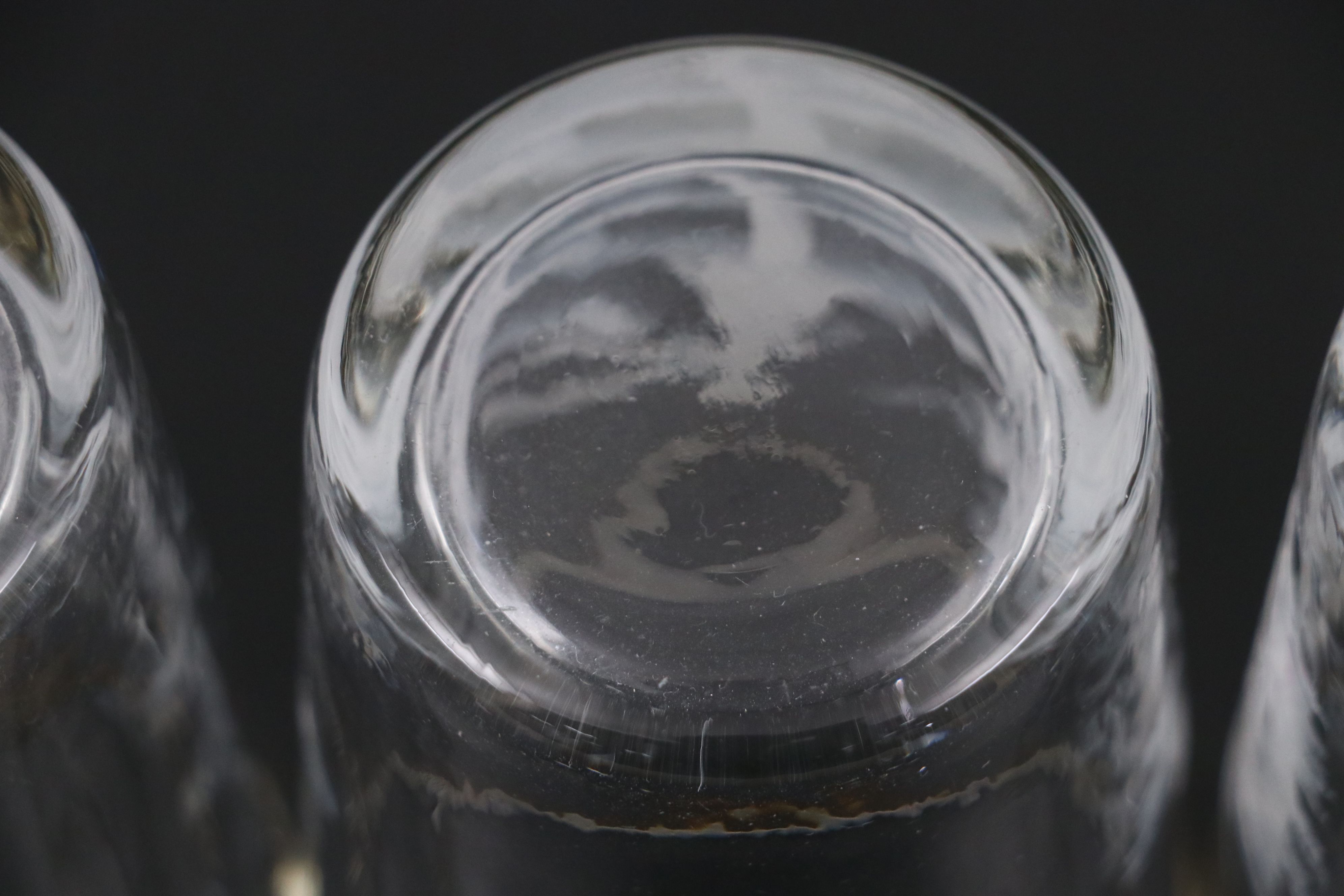 Mary Gregory Style Enameled Blown Glass Water Pitcher and Tumblers