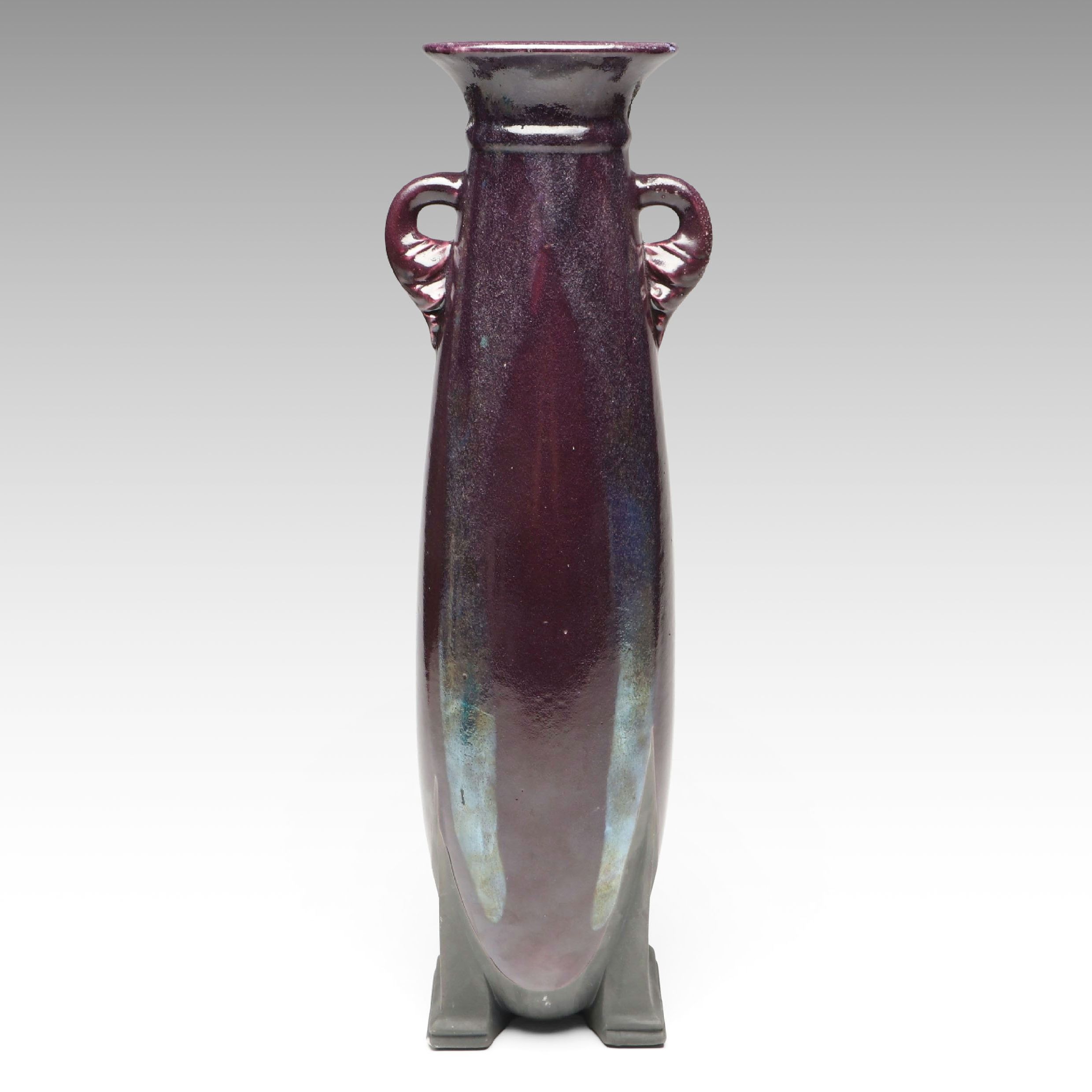 Tony Evans Purple Raku Art Pottery Vase