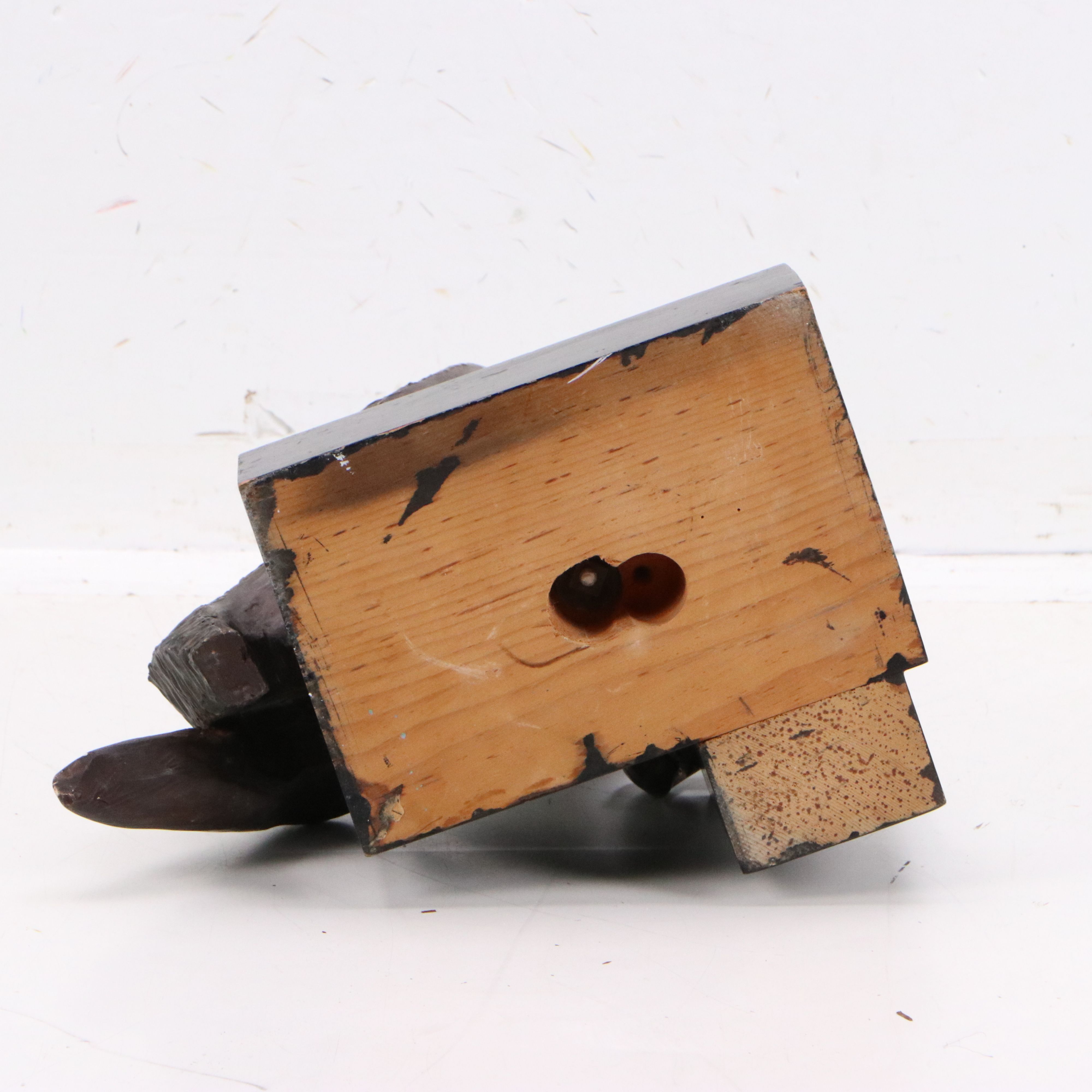 Painted Plaster Figure Sculpture on Wood Base