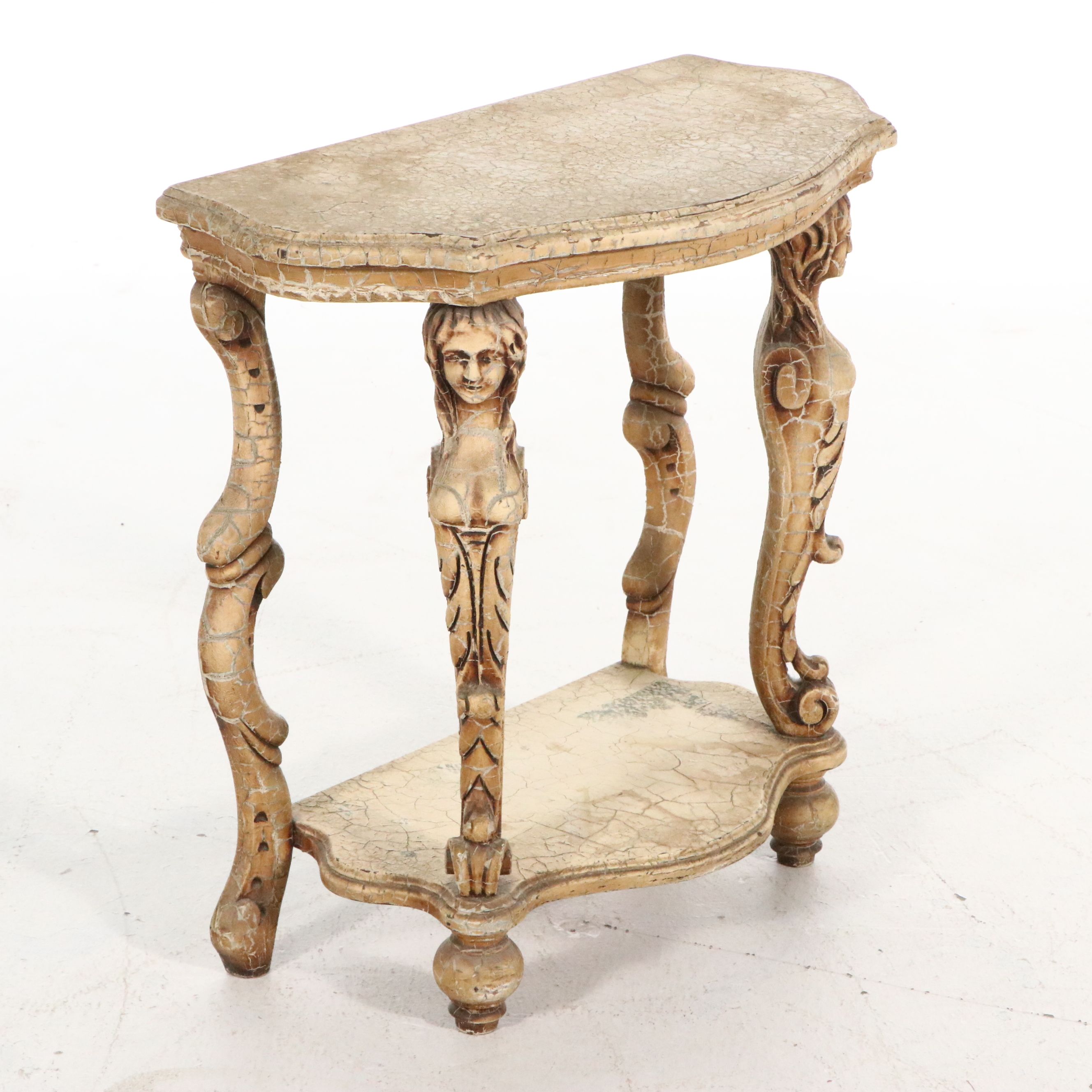 Pair of Italian Baroque Style Figural Hall Tables