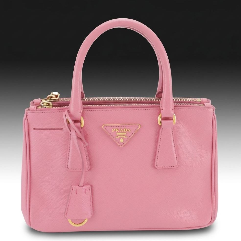 Prada Small Two-Way Twin Tote Bag in Bubblegum Pink Saffiano Leather
