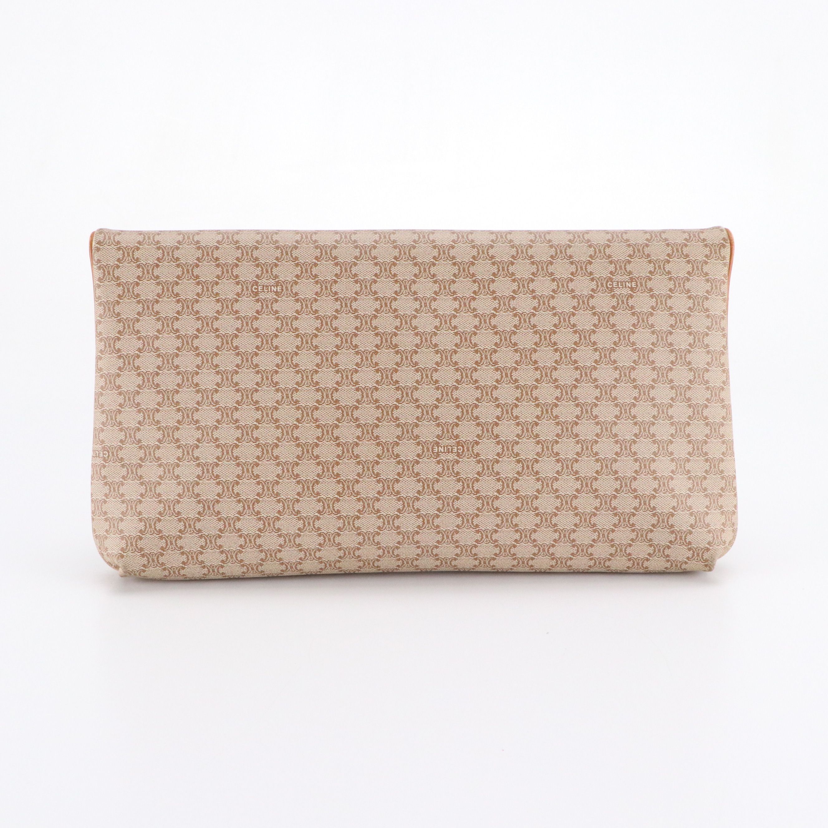 Celine Foldover Clutch in Macadam Canvas and Leather