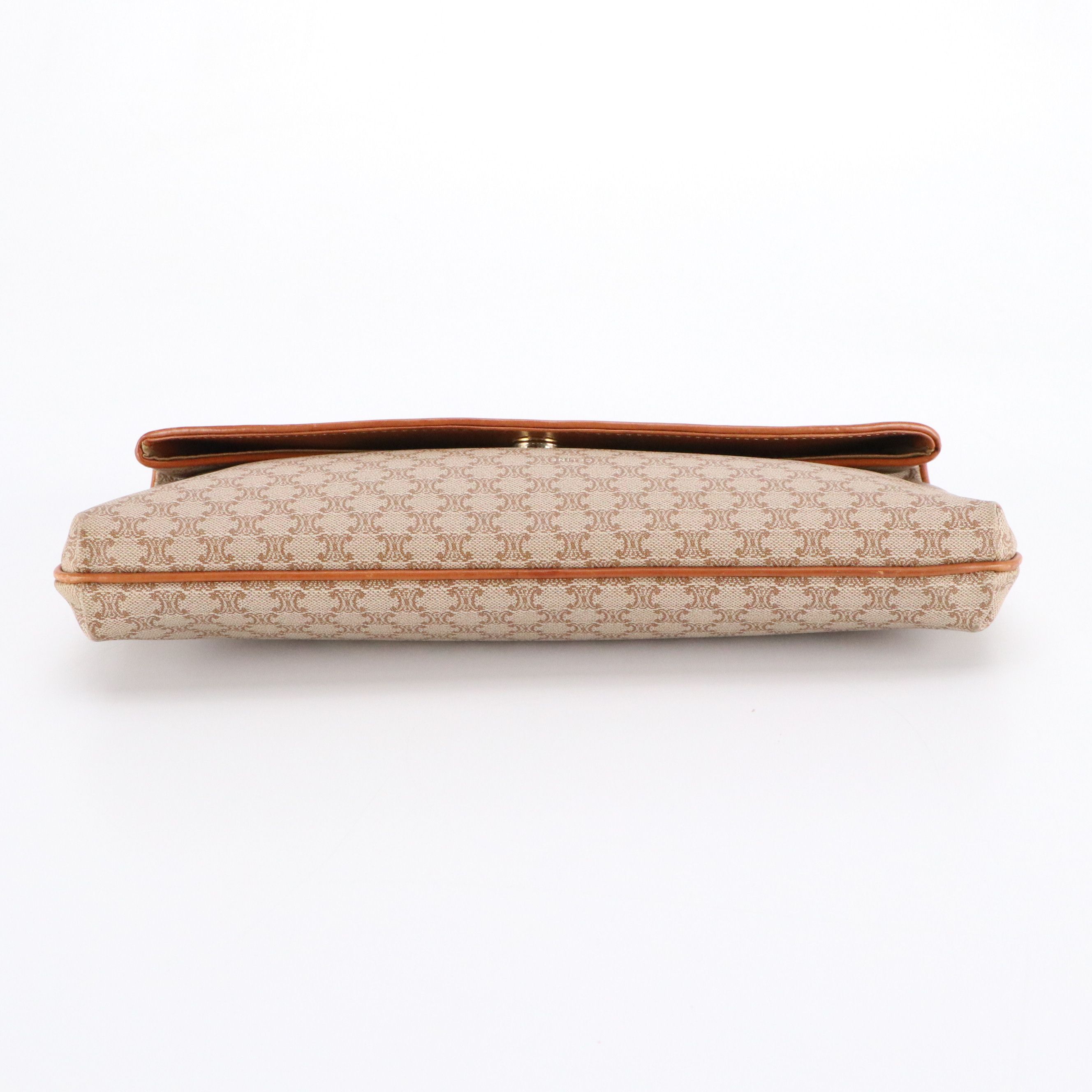 Celine Foldover Clutch in Macadam Canvas and Leather