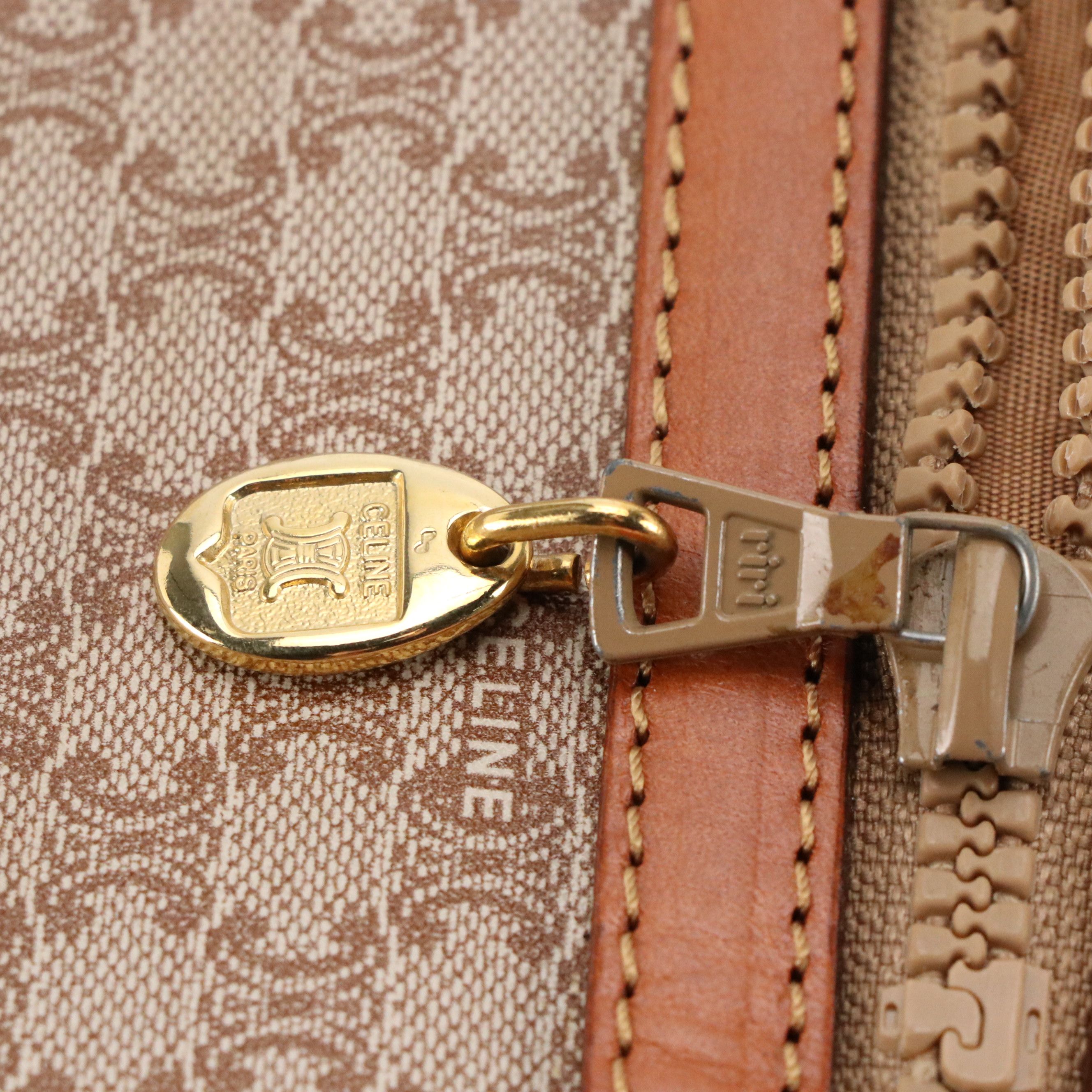 Celine Foldover Clutch in Macadam Canvas and Leather