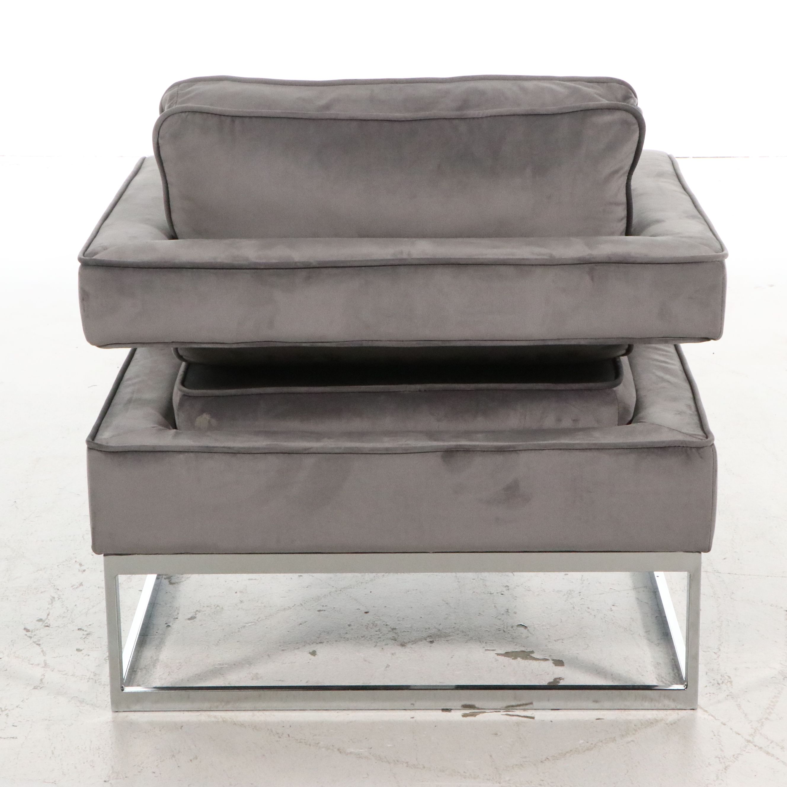 Contemporary Upholstered Armchair with Chrome Frame