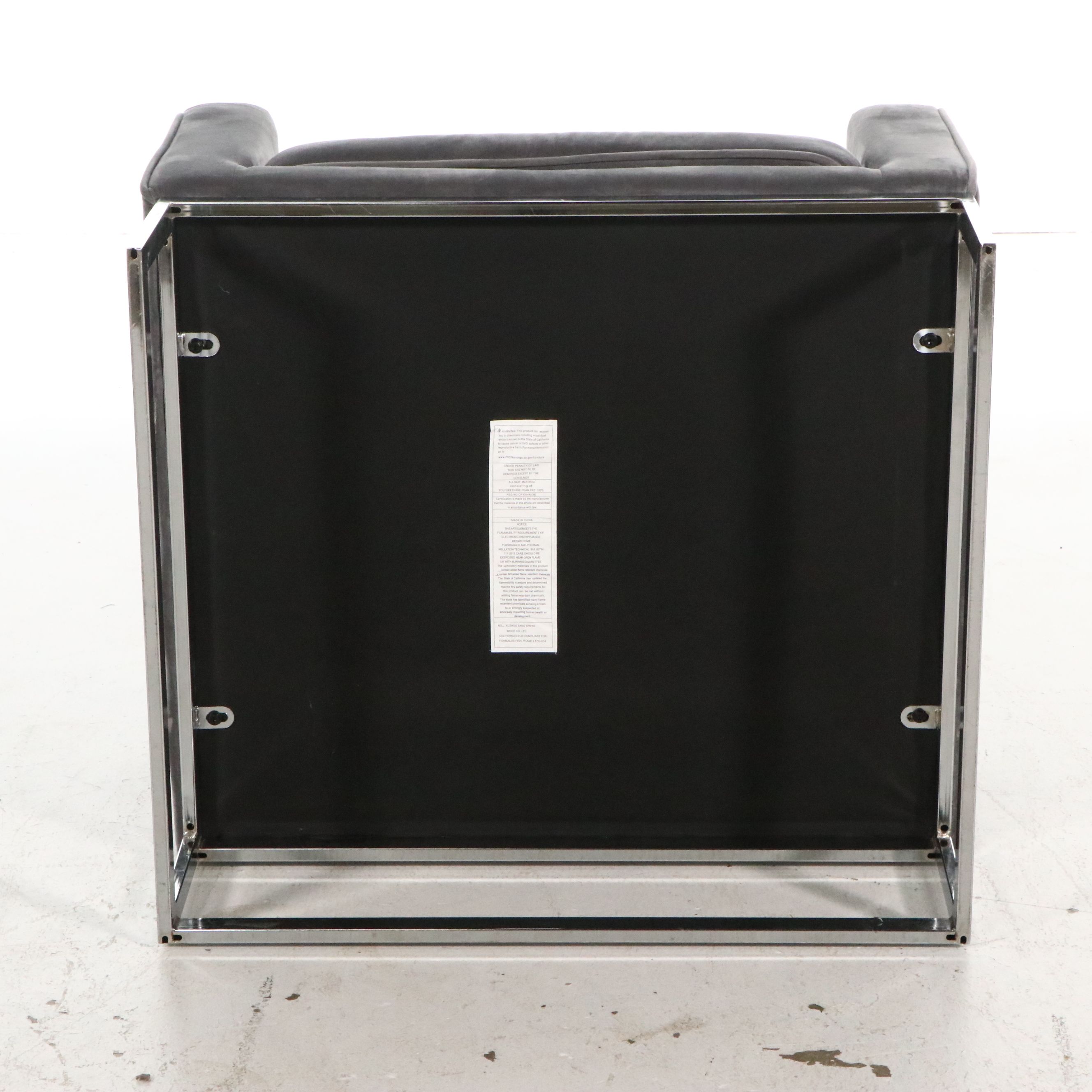 Contemporary Upholstered Armchair with Chrome Frame