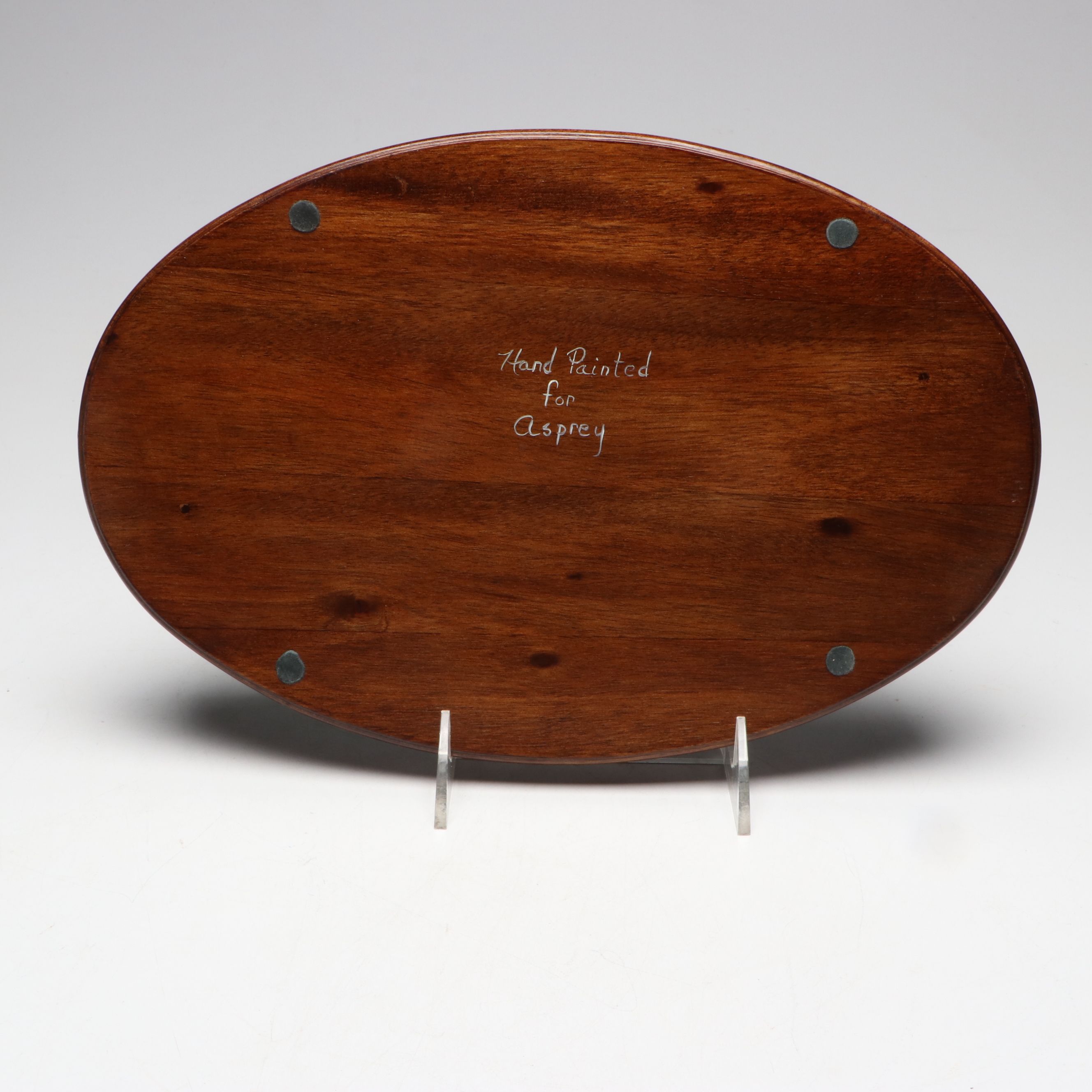 Merry Scotland Hand-Painted Wooden Pug Tray, Late 20th Century